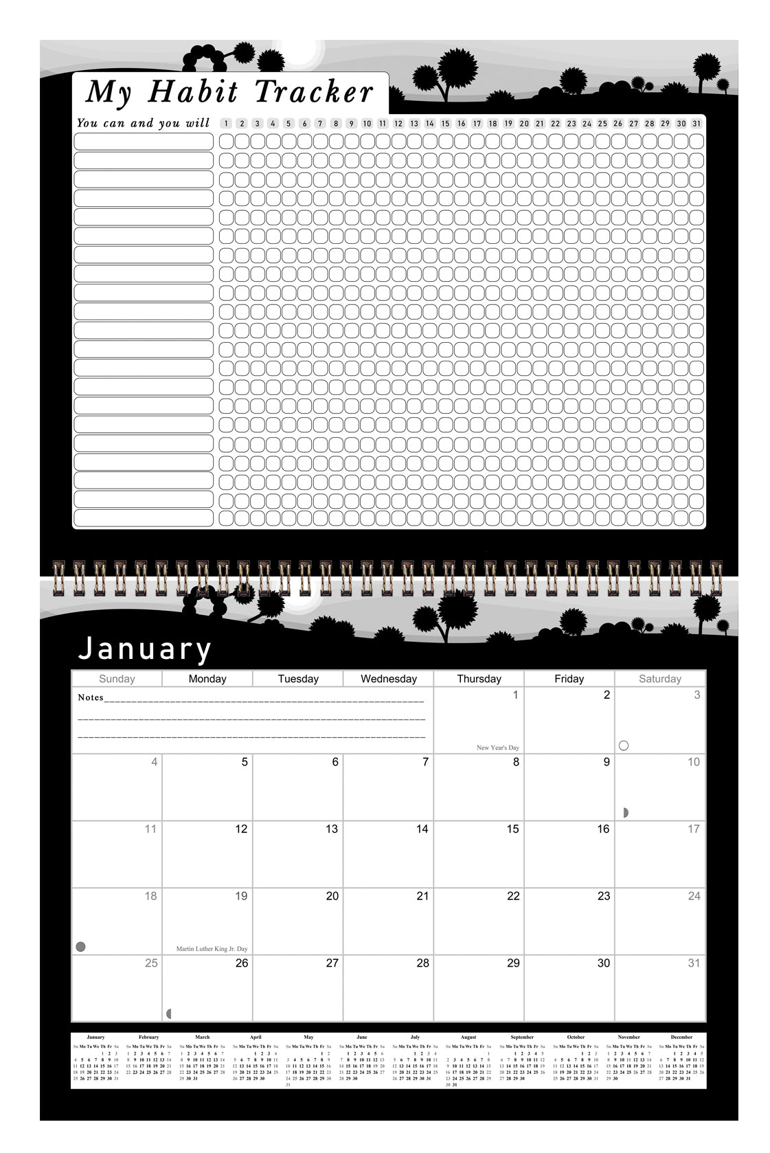 2026 Monthly Desktop/Wall Calendar/Planner - Habit Tracker - (Edition #15)