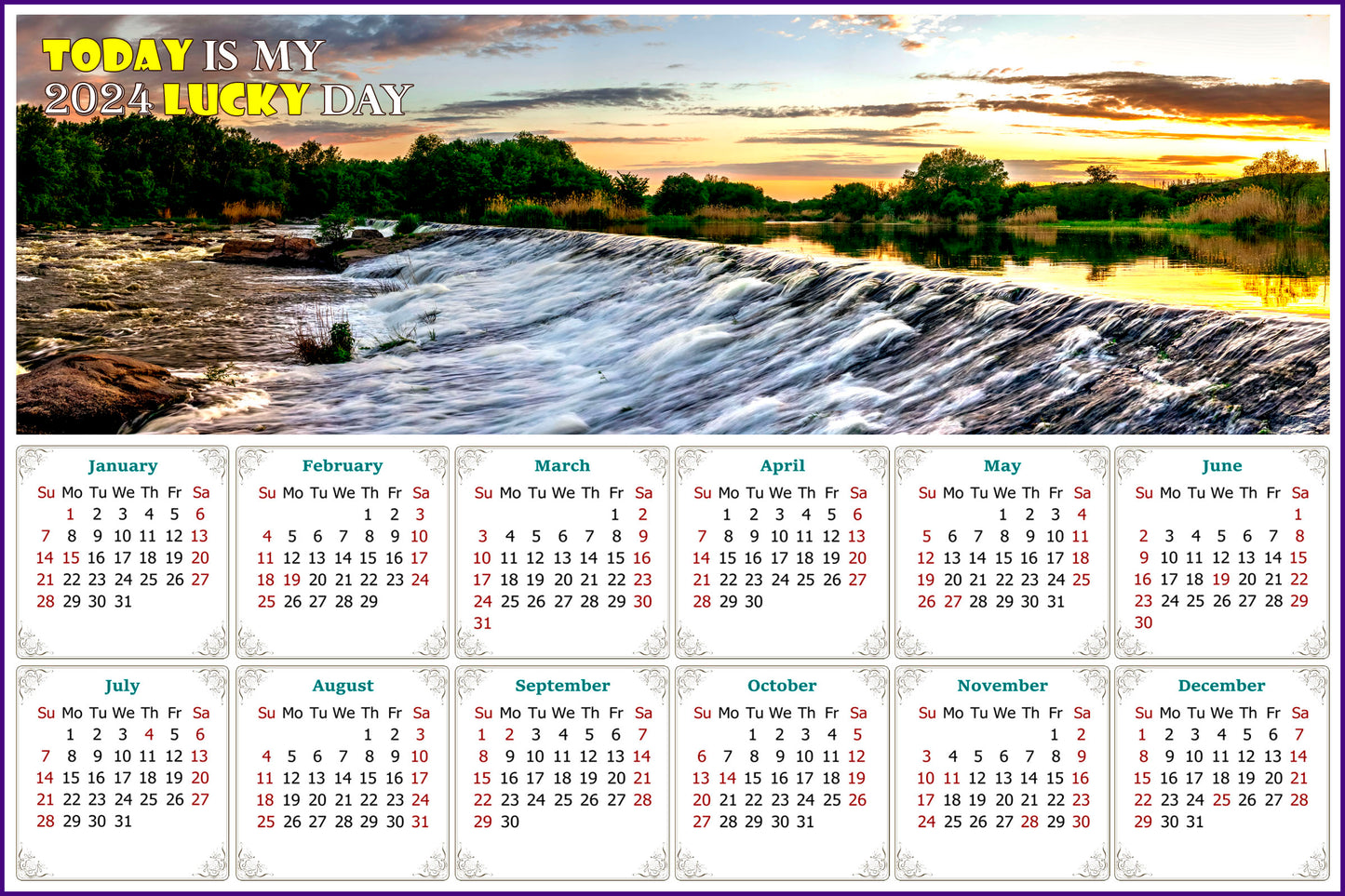 2024 Magnetic Calendar - Calendar Magnets - Today is My Lucky Day - (Southern Bug River, Ukraine)