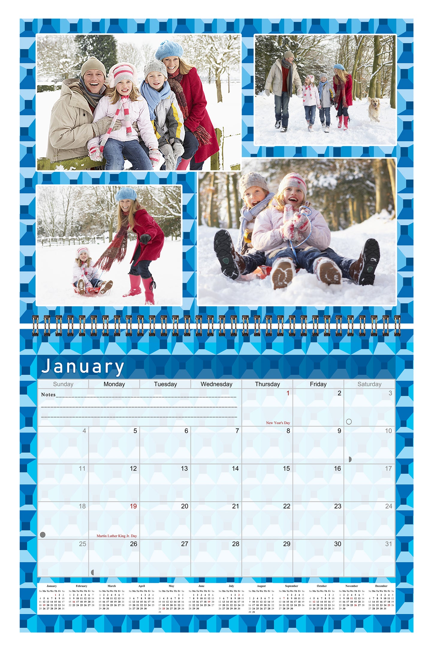 2026 Scrapbook Wall Calendar Spiral-bound (Add Your Own Photos) - 12 Months Desktop #03