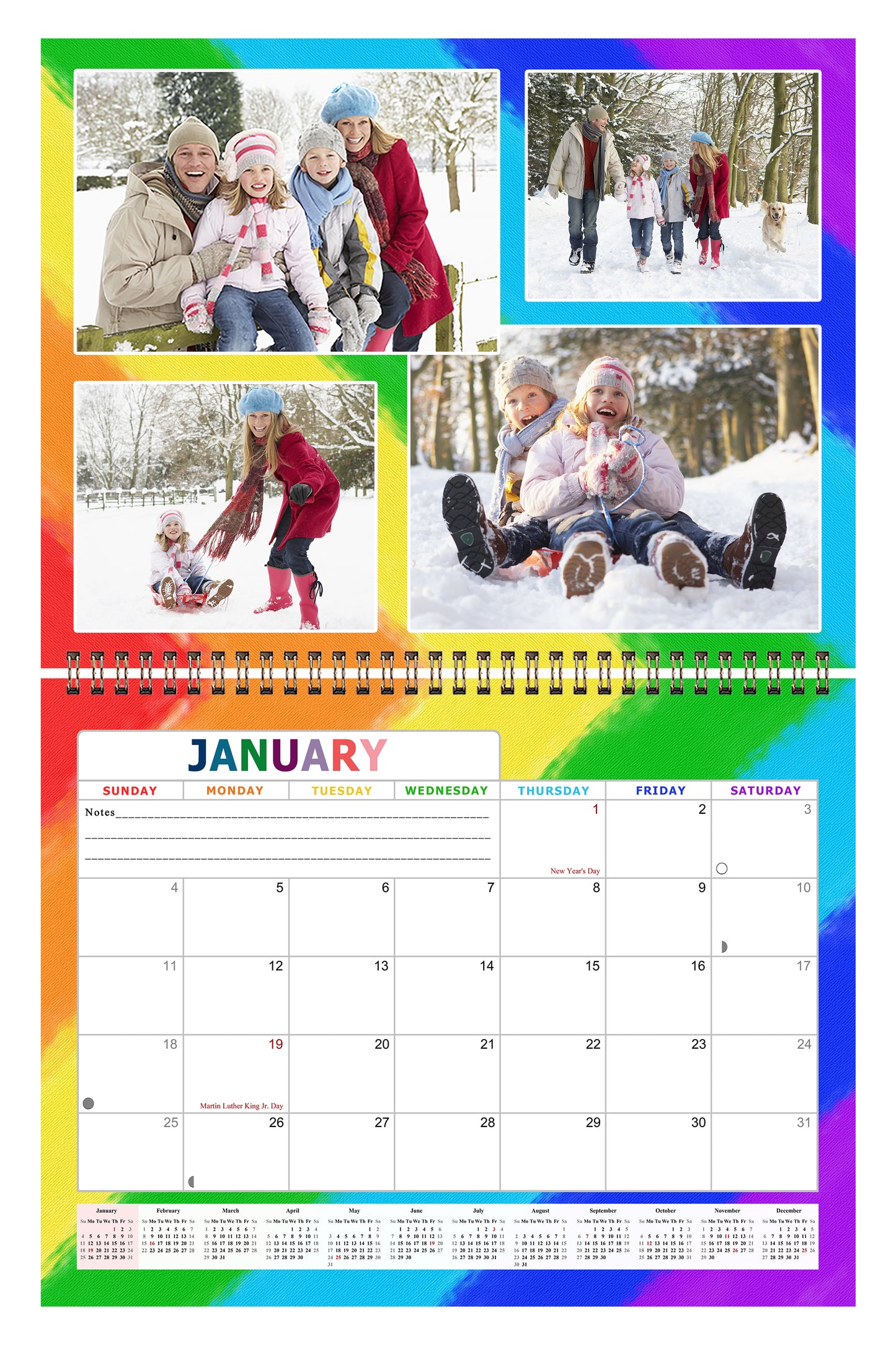 2026 Scrapbook Wall Calendar Spiral-bound (Add Your Own Photos) - 12 Months Desktop #014