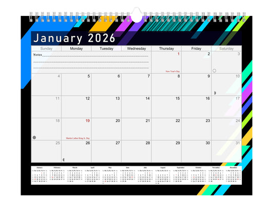 2025-2026 Monthly Spiral-Bound Wall / Desk Calendar - Desktop / Wall Blotter Calendar / Planner - (Edition #13)