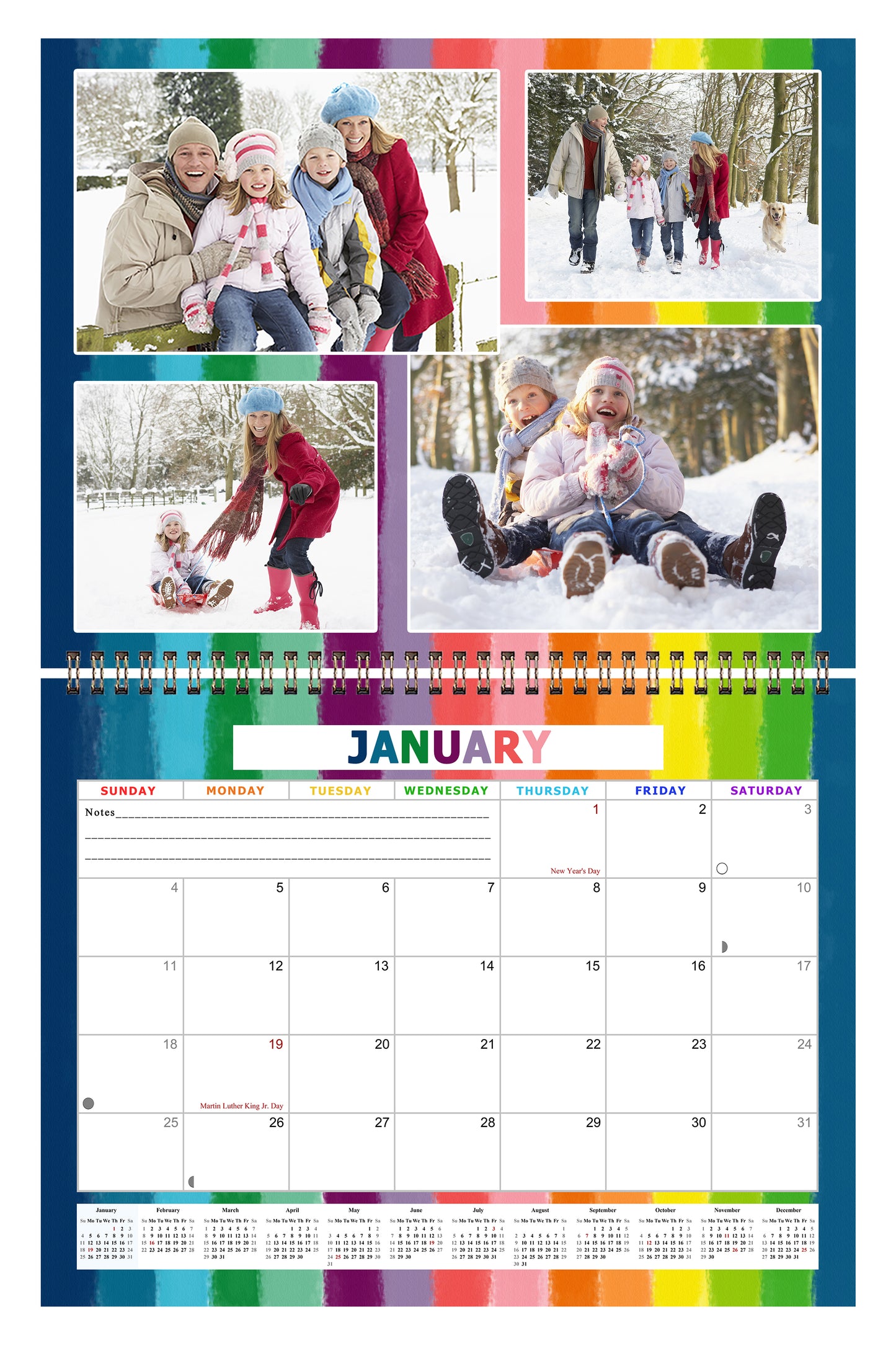 2026 Scrapbook Wall Calendar Spiral-bound (Add Your Own Photos) - 12 Months Desktop #015