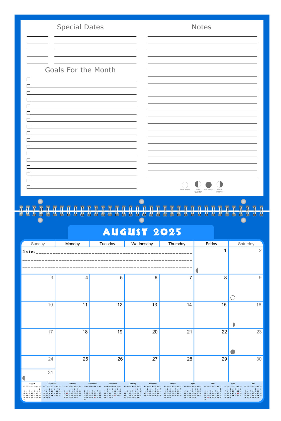 2025 - 2026 Academic Year 12 Months Student Calendar 3-Ring Binder (Edition #04)