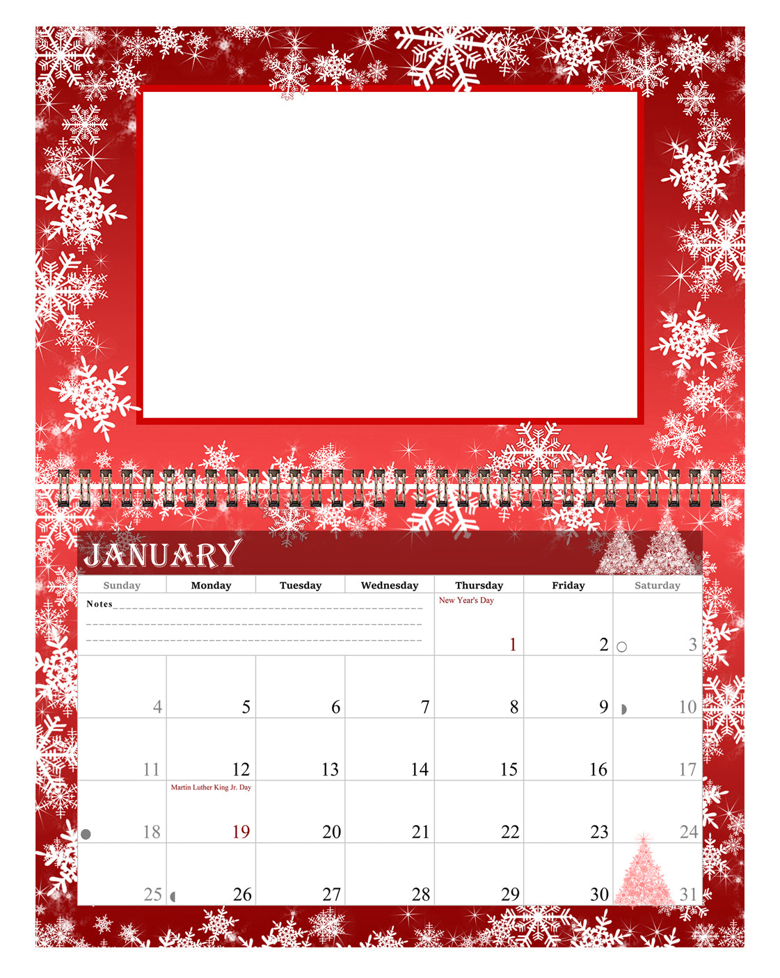 2026 Photo Frame Wall Spiral-bound Calendar (Add Your Own Photos) - 12 Months Desktop/Wall Calendar/Planner - (Edition #08)