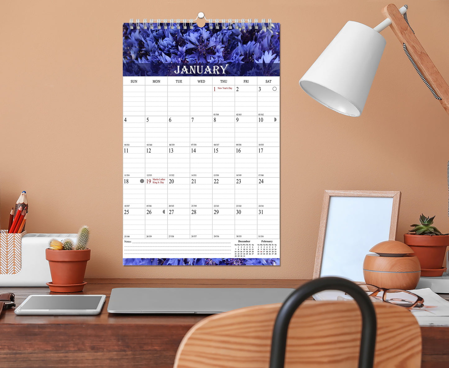 2025-2026 Wall Calendar Spiral-bound Twin-Wire Binding - 18 Months 8.5" x 11" 04