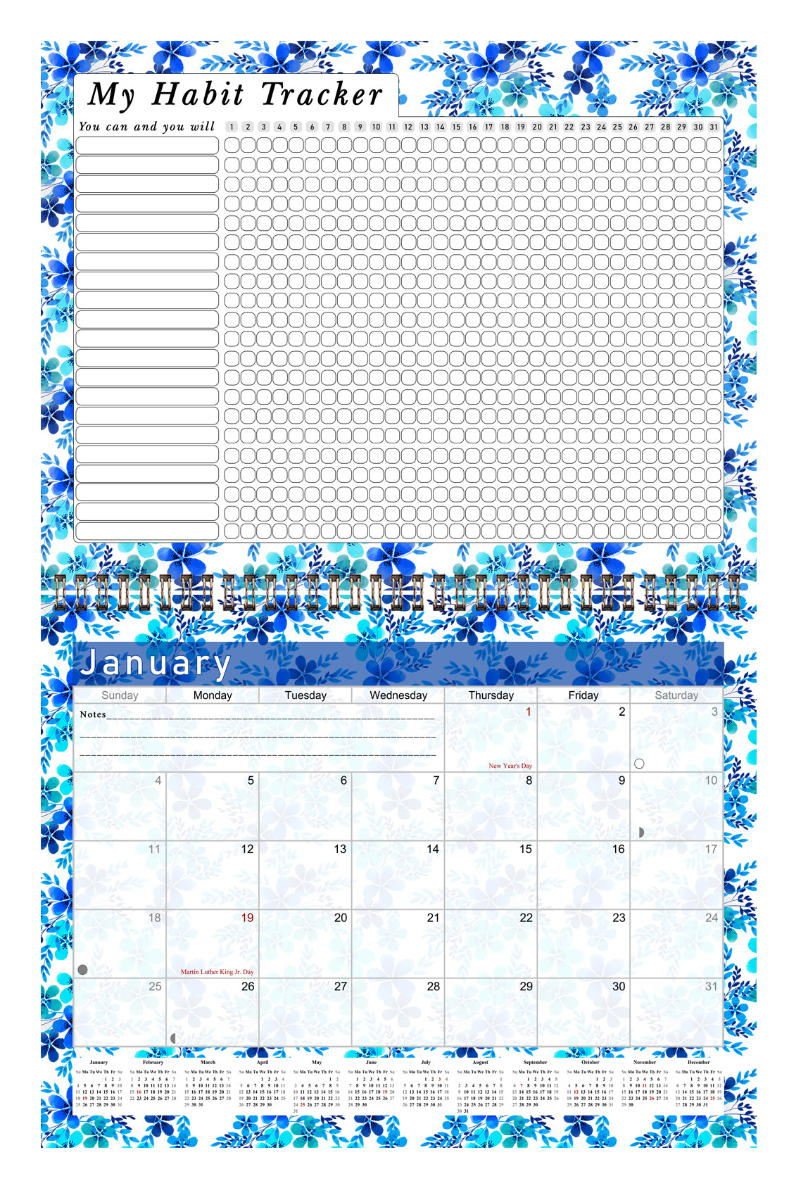 2026 Monthly Desktop/Wall Calendar/Planner - Habit Tracker - (Edition #22)