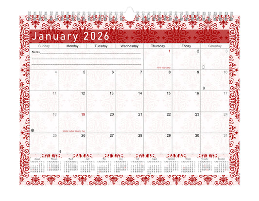 2025-2026 Monthly Spiral-Bound Wall / Desk Calendar - Desktop / Wall Blotter Calendar / Planner - (Edition #05)