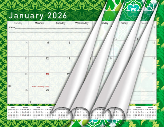 2025-2026 Monthly Spiral-Bound Wall / Desk Calendar - Desktop / Wall Blotter Calendar / Planner - (Edition #16)