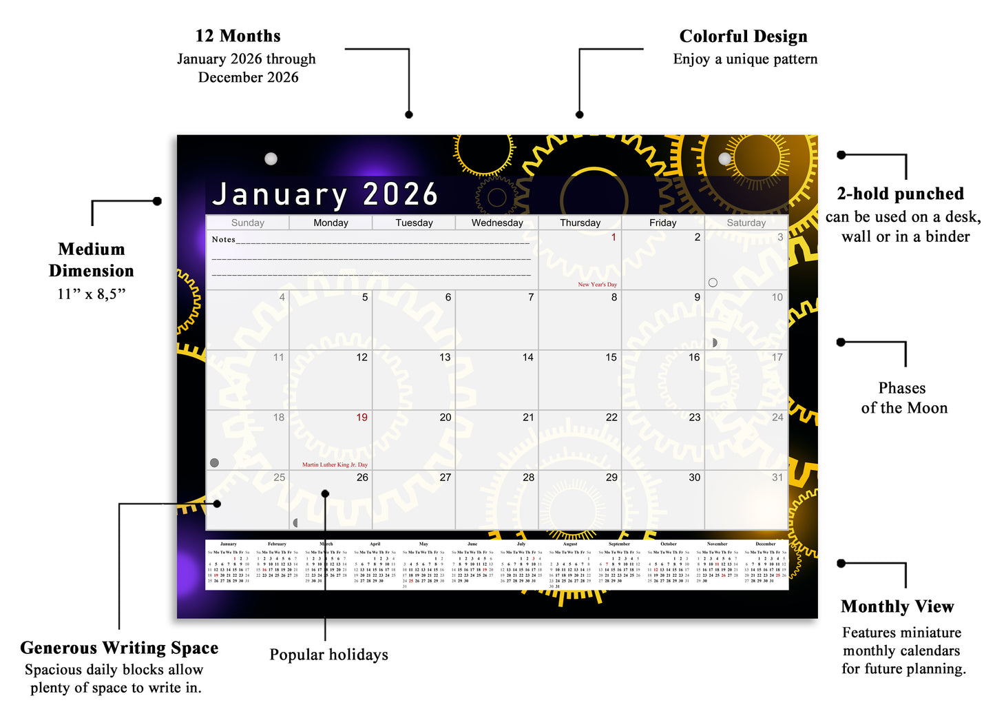2026 Monthly Magnetic/Desk Calendar - 12 Months Desktop/Wall Calendar/Planner - (Edition #09)