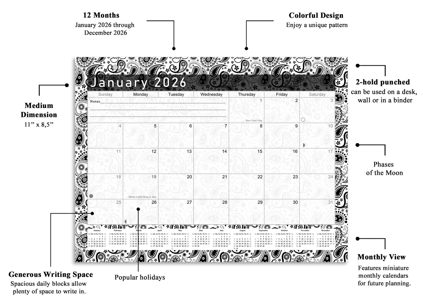 2026 Monthly Magnetic/Desk Calendar - 12 Months Desktop/Wall Calendar/Planner - (Edition #11)