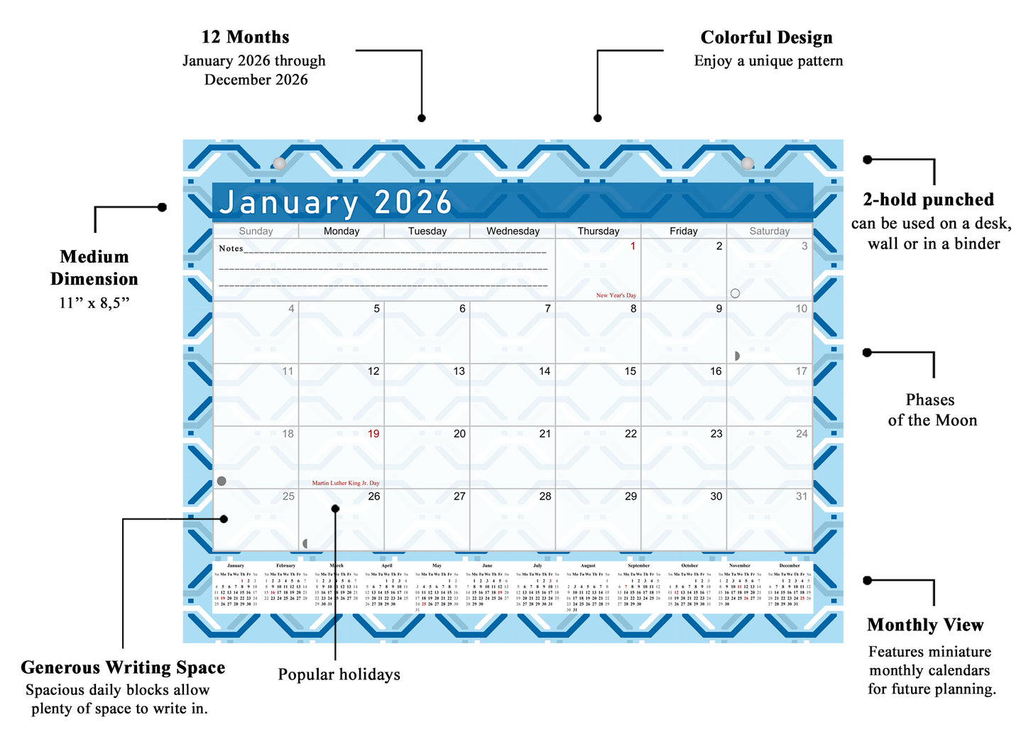 2026 Monthly Magnetic/Desk Calendar - 12 Months Desktop/Wall Calendar/Planner - (Edition #04)