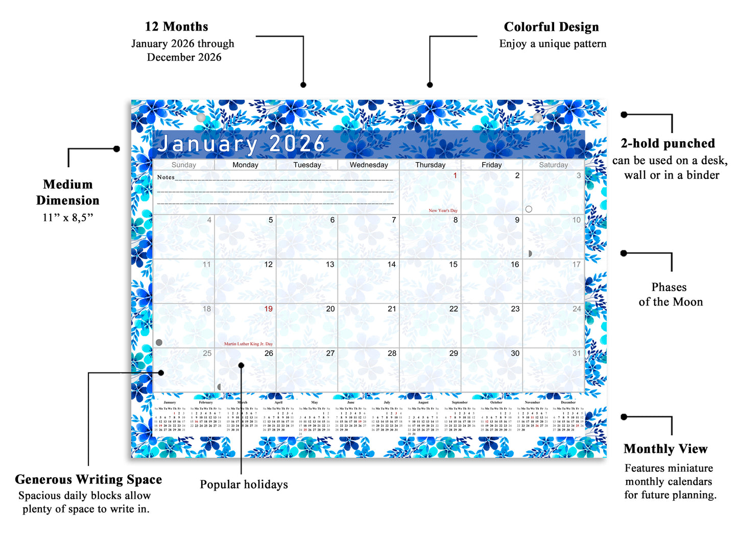 2026 Monthly Magnetic/Desk Calendar - 12 Months Desktop/Wall Calendar/Planner - (Edition #22)