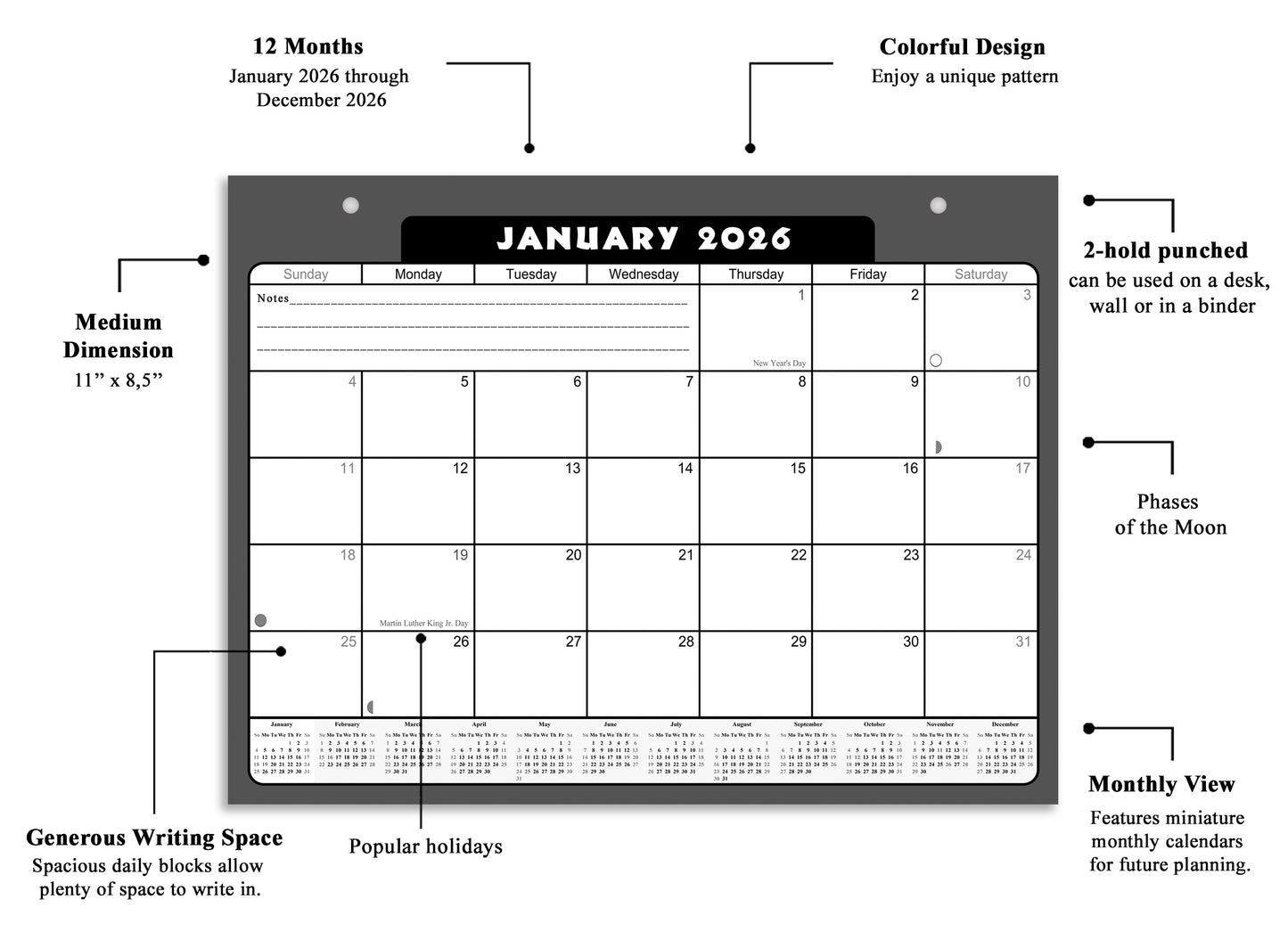2026 Monthly Magnetic/Desk Calendar - 12 Months Desktop/Wall Calendar/Planner - (Edition #31)
