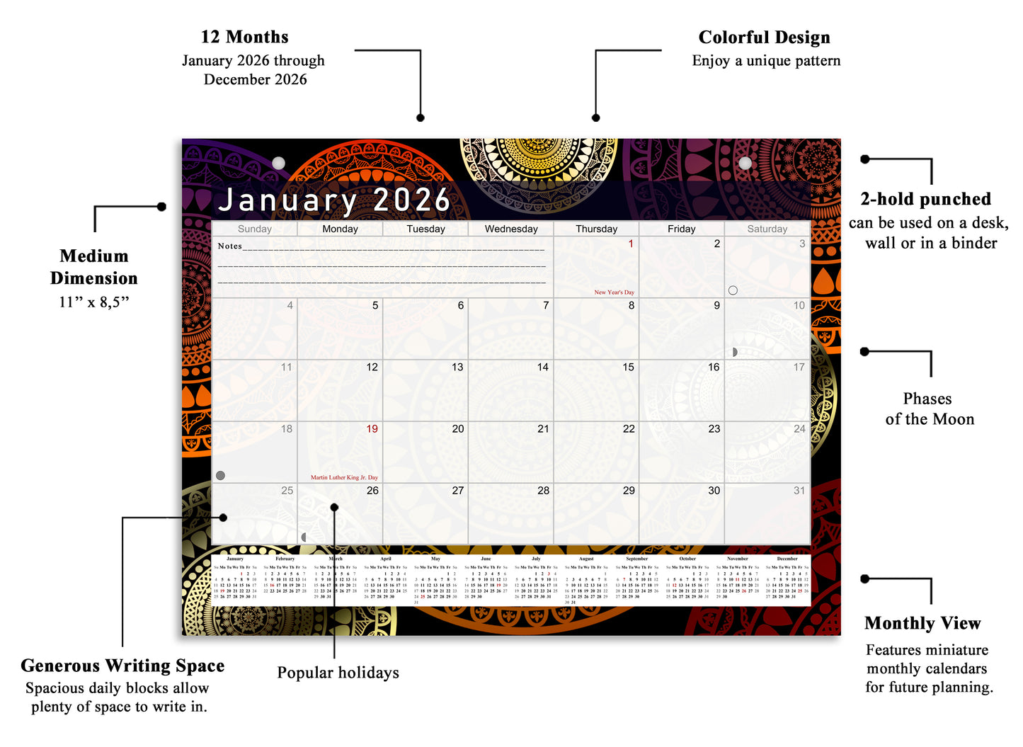 2026 Monthly Magnetic/Desk Calendar - 12 Months Desktop/Wall Calendar/Planner - (Edition #12)