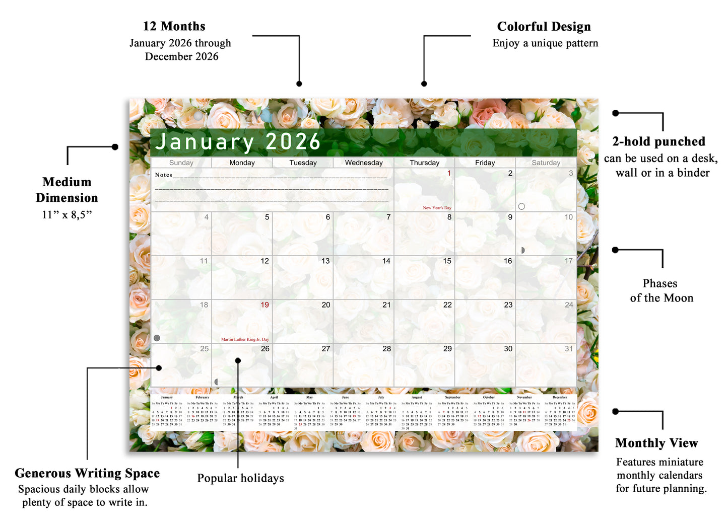 2026 Monthly Magnetic/Desk Calendar - 12 Months Desktop/Wall Calendar/Planner - (Edition #23)