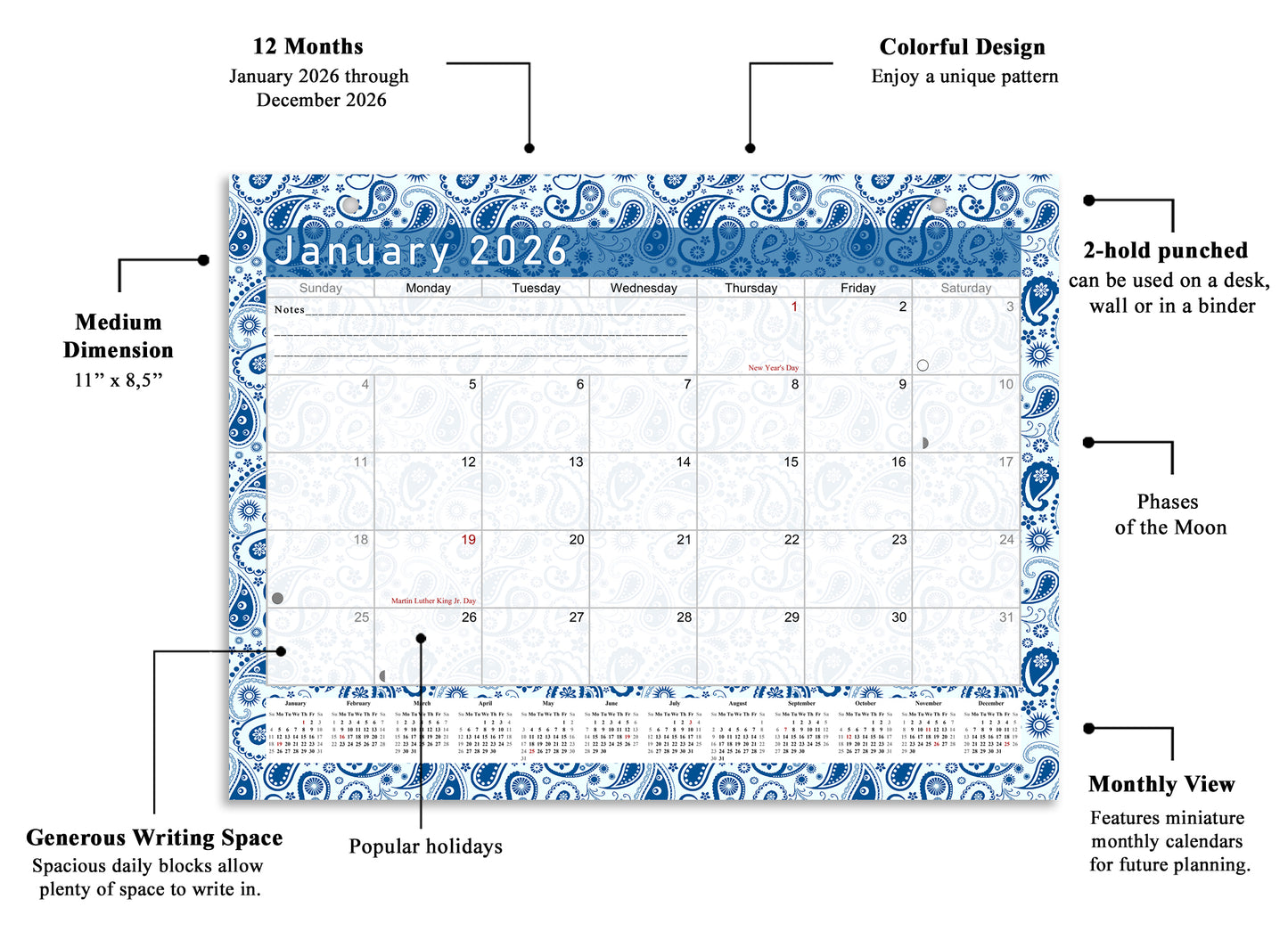 2026 Monthly Magnetic/Desk Calendar - 12 Months Desktop/Wall Calendar/Planner - (Edition #21)