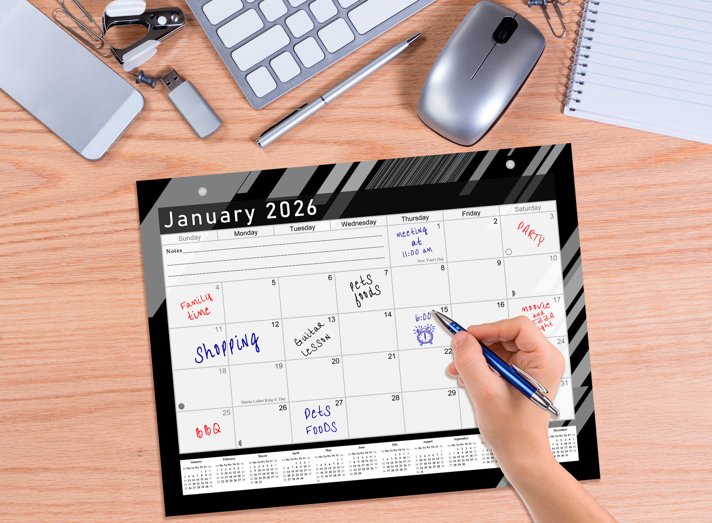 2025-2026 Magnetic/Desk Calendar - Desktop/Wall Calendar/Planner B&W- #013