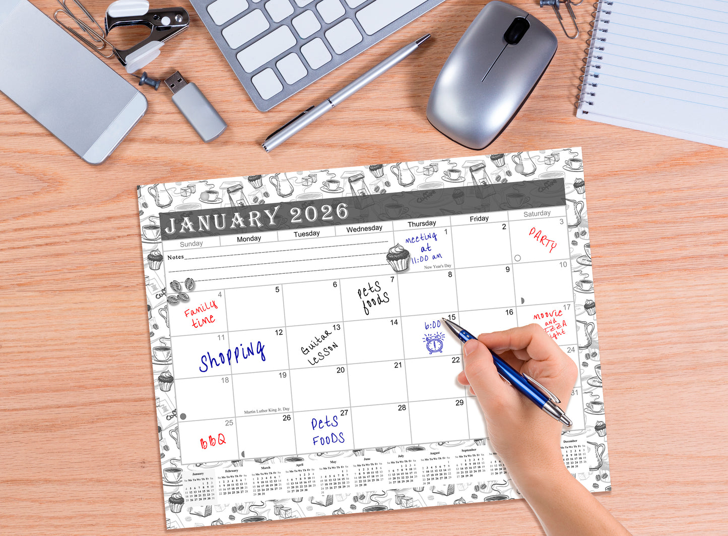 2025-2026 Magnetic/Desk Calendar - Desktop/Wall Calendar/Planner B&W- #030