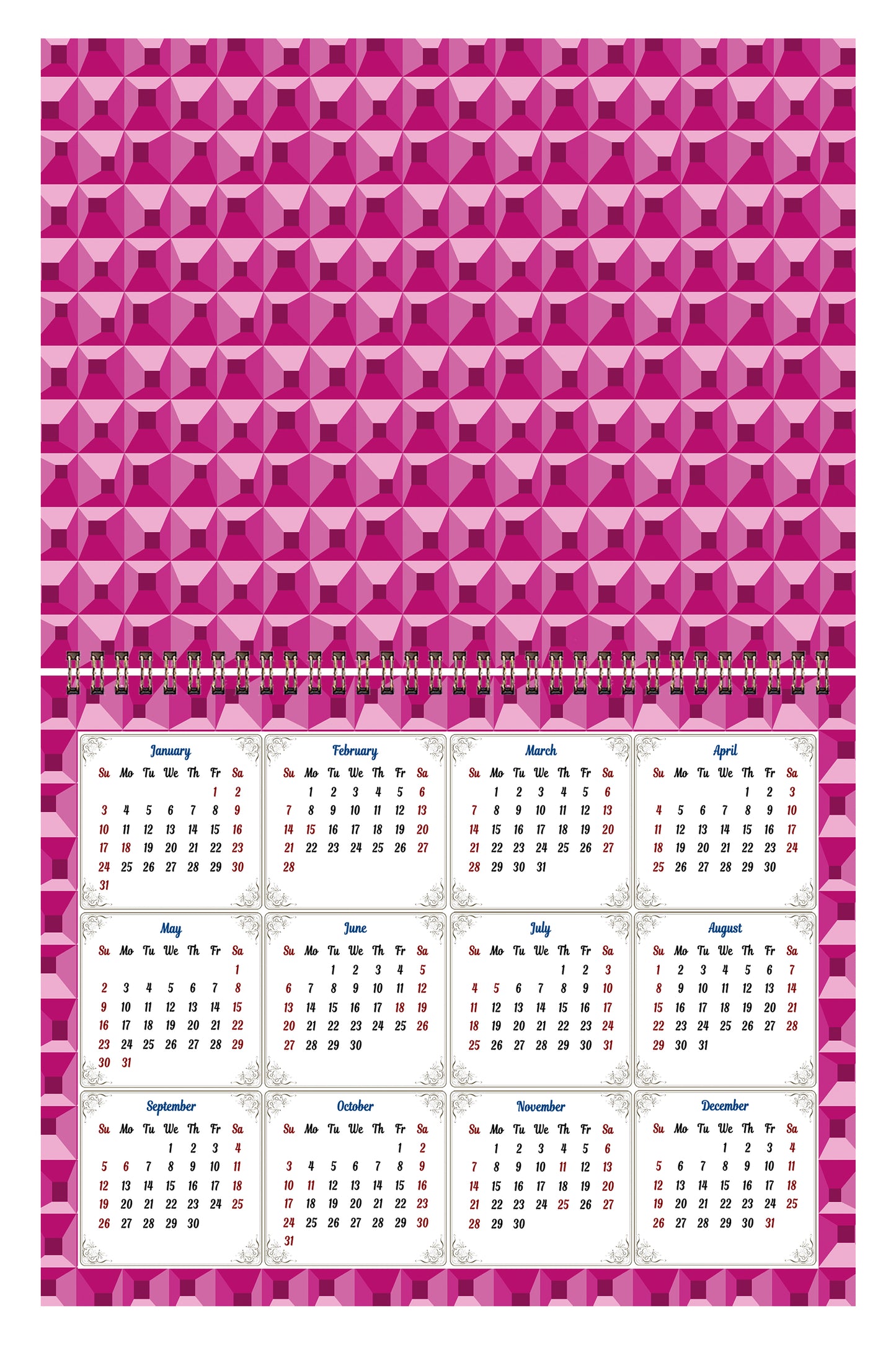 2026 Scrapbook Wall Calendar Spiral-bound (Add Your Own Photos) - 12 Months Desktop #03