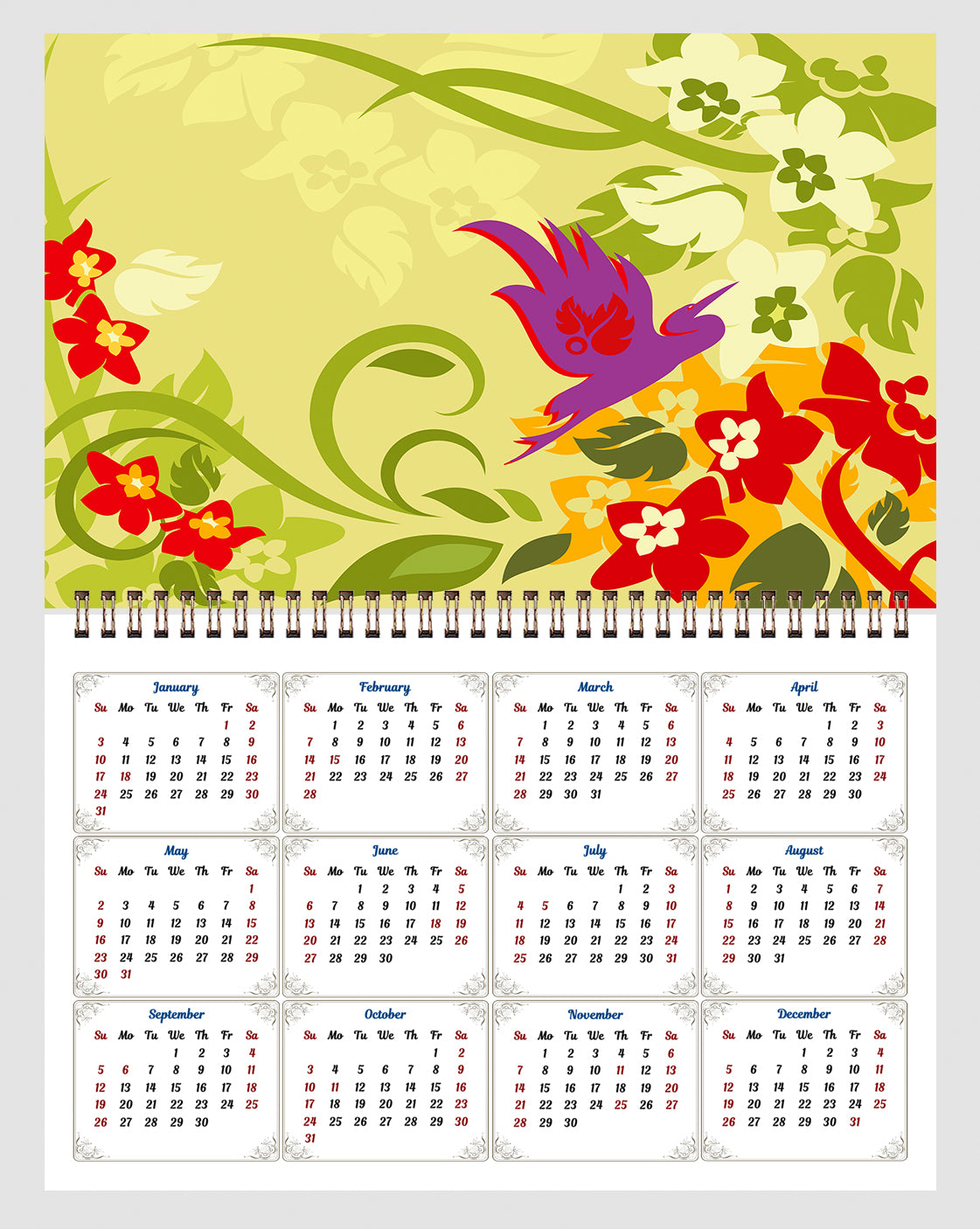 2026 Spiral-bound Wall Calendar (Art) - 12 Months Desktop/Wall Calendar/Planner (Copy)