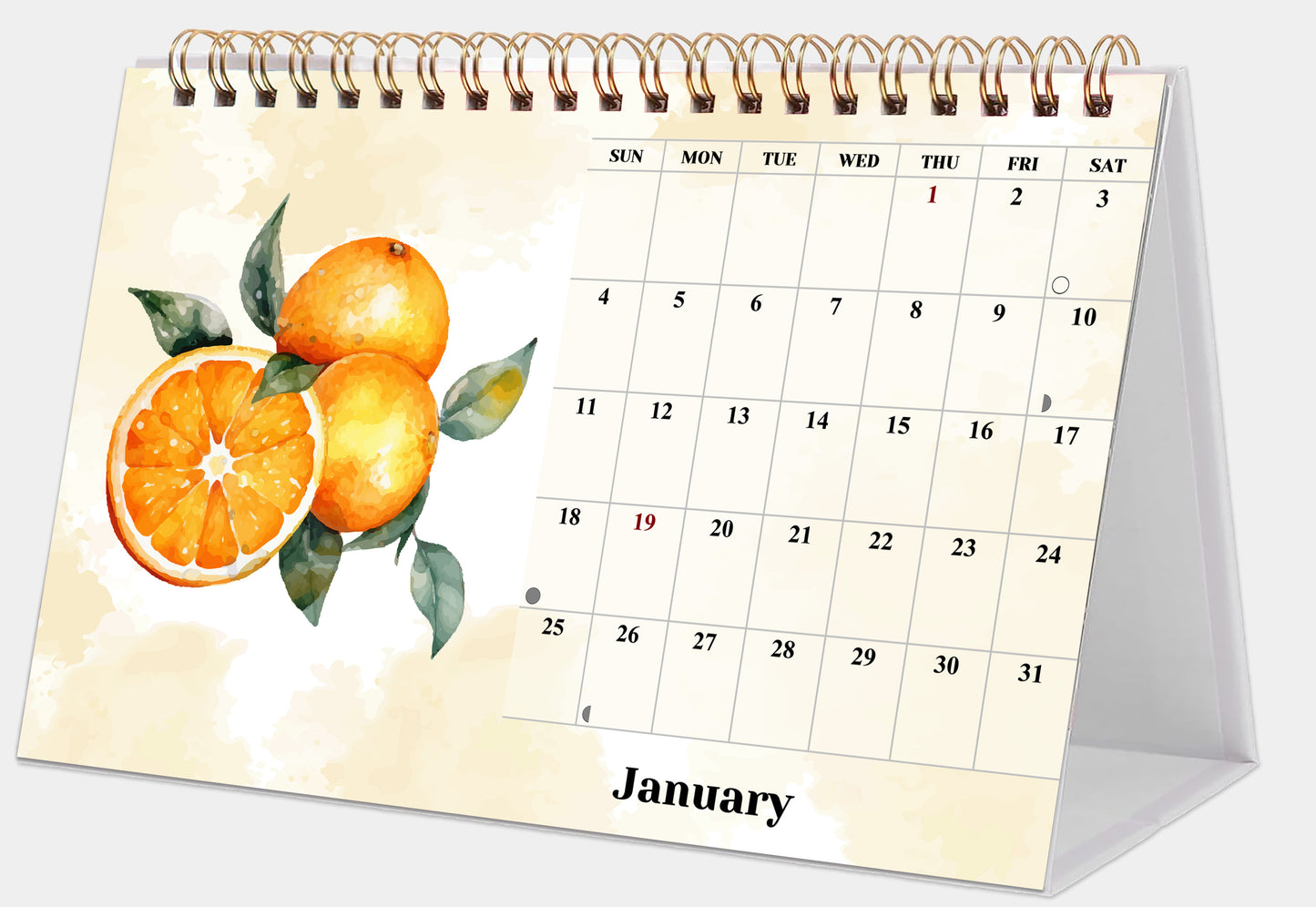 2026-12 Months Desk Calendar Desktop Planner with To-Do List (Fruits & Berries)