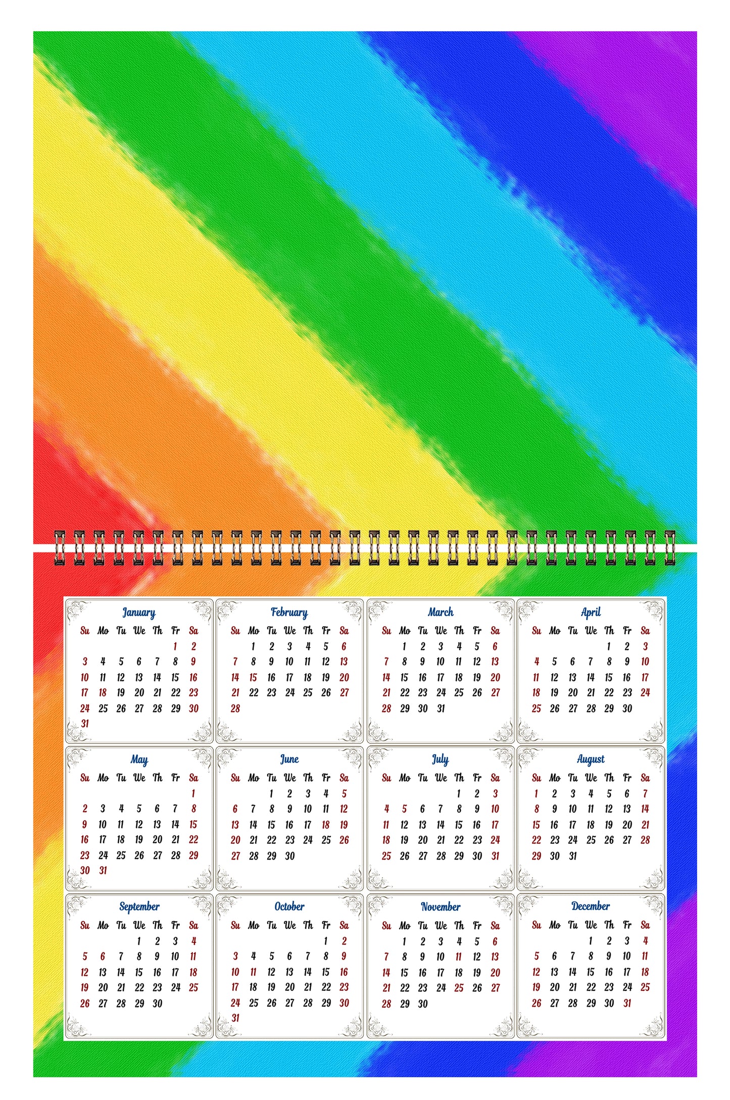 2026 Scrapbook Wall Calendar Spiral-bound (Add Your Own Photos) - 12 Months Desktop #014