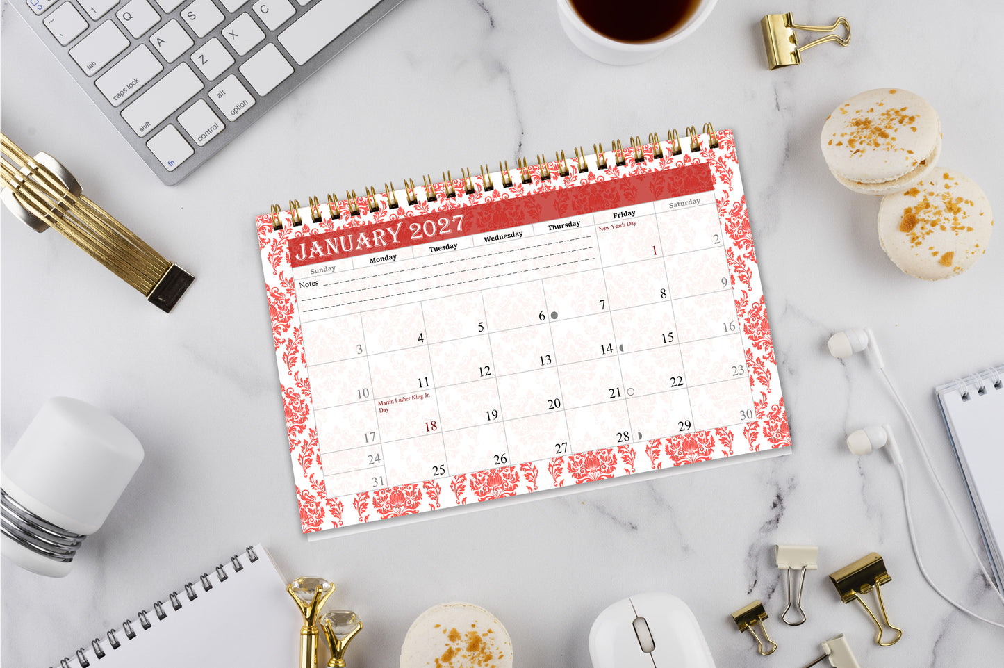 2027-12 Months Desk Calendar Desktop Planner with To-Do List & Notes 018