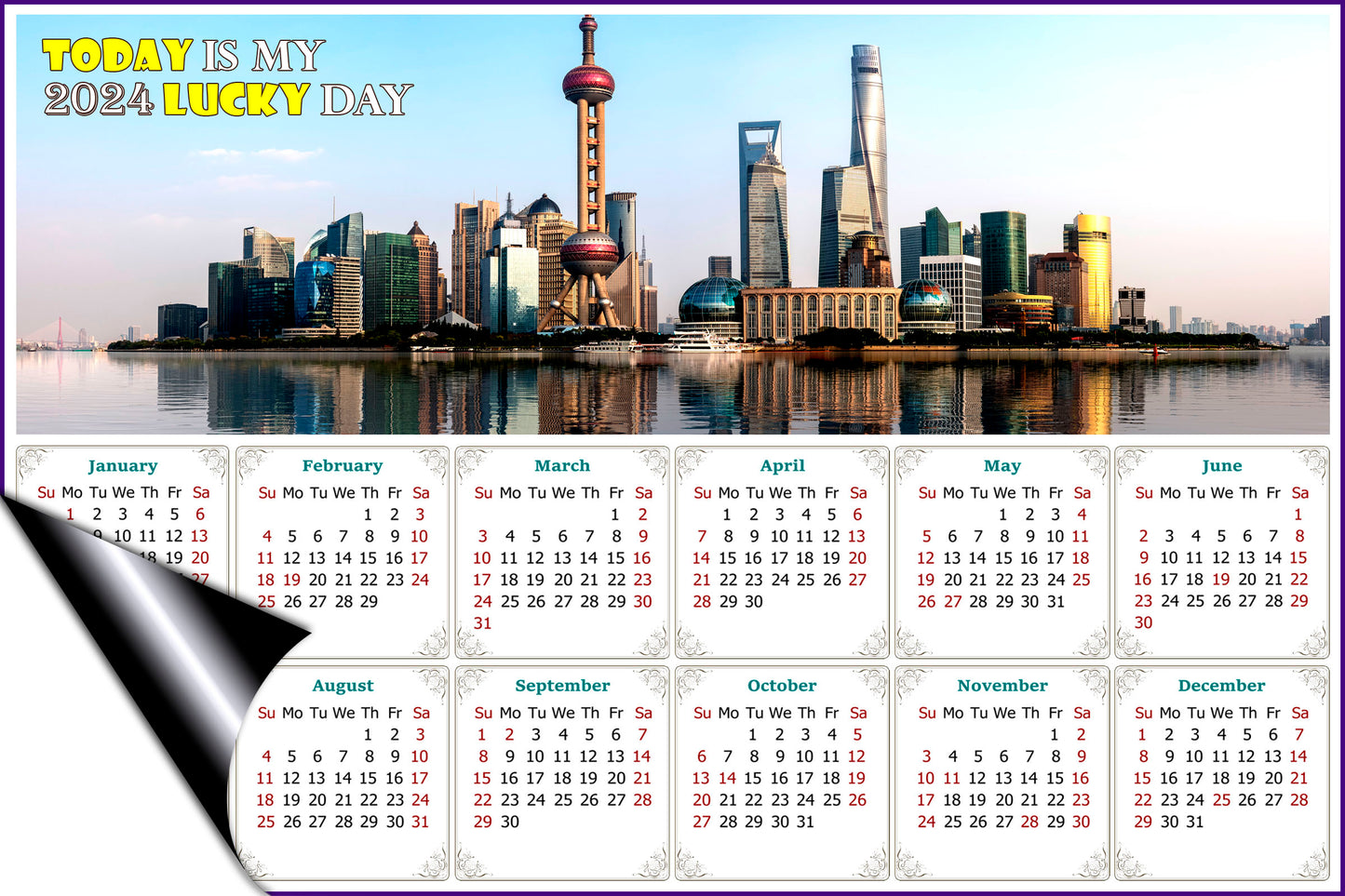 2024 Magnetic Calendar - Calendar Magnets - Today is My Lucky Day - (Shanghai)