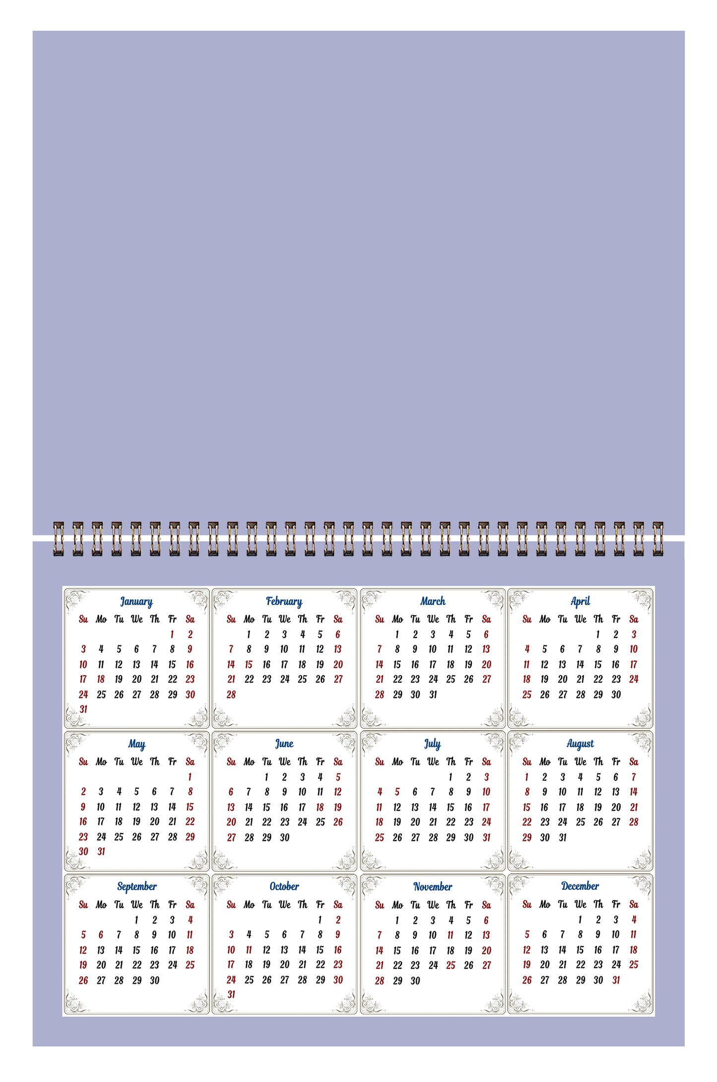 2026 Scrapbook Wall Calendar Spiral-bound (Add Your Own Photos) - 12 Months Desktop #05