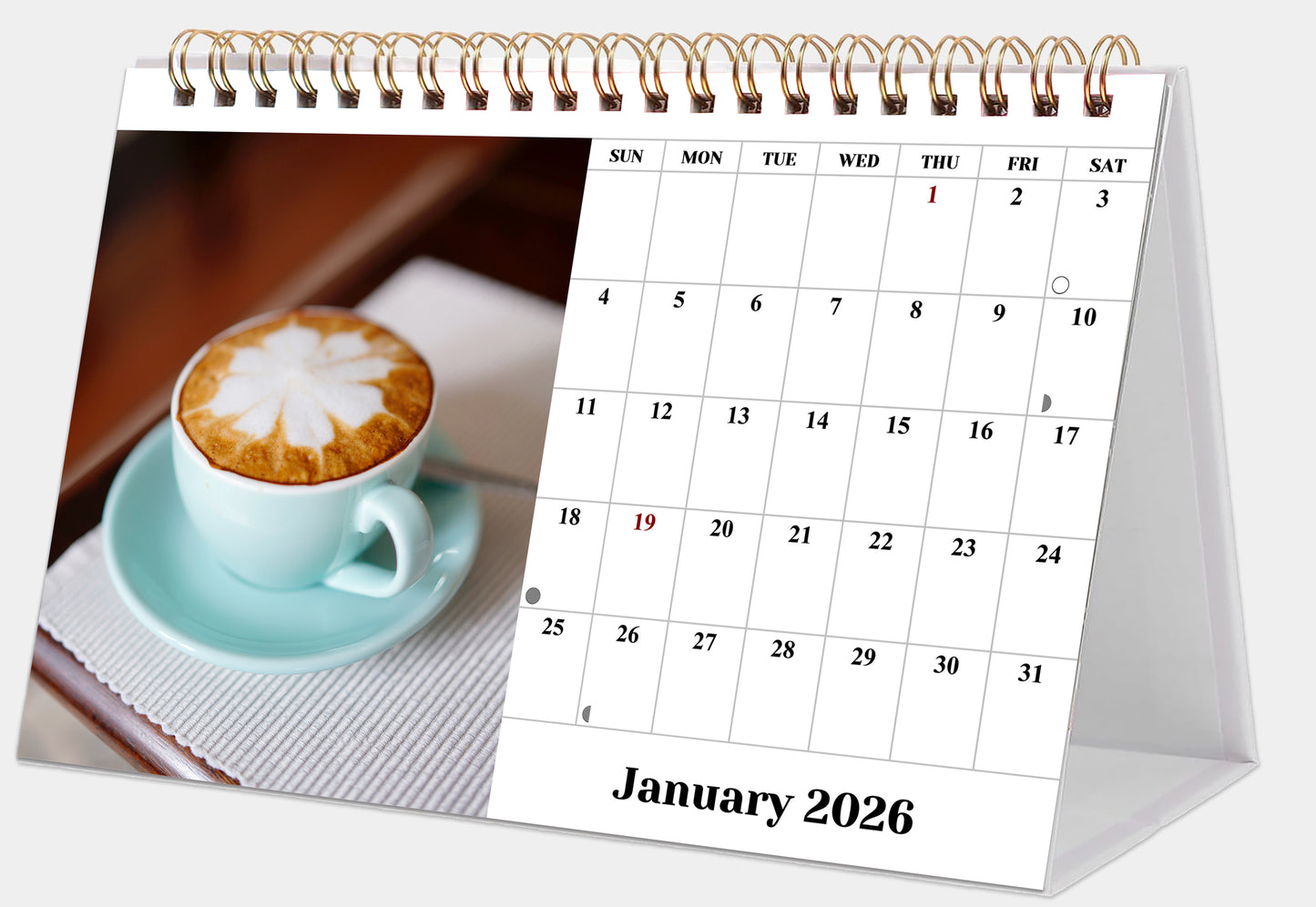 2026-12 Months Desk Calendar Desktop Planner with To-Do List (Coffee Time)