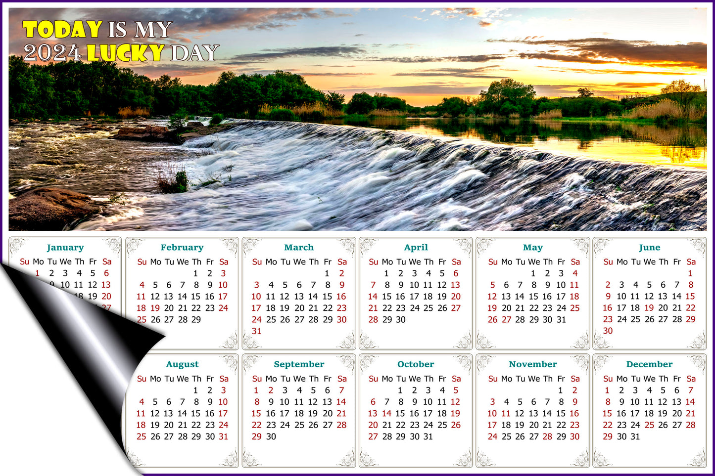 2024 Magnetic Calendar - Calendar Magnets - Today is My Lucky Day - (Southern Bug River, Ukraine)