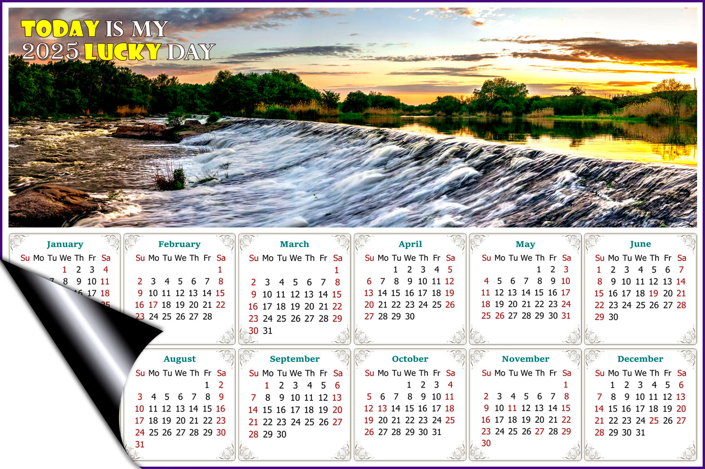 2025 Magnetic Calendar - Calendar Magnets - Today is My Lucky Day - (Southern Bug River, Ukraine)