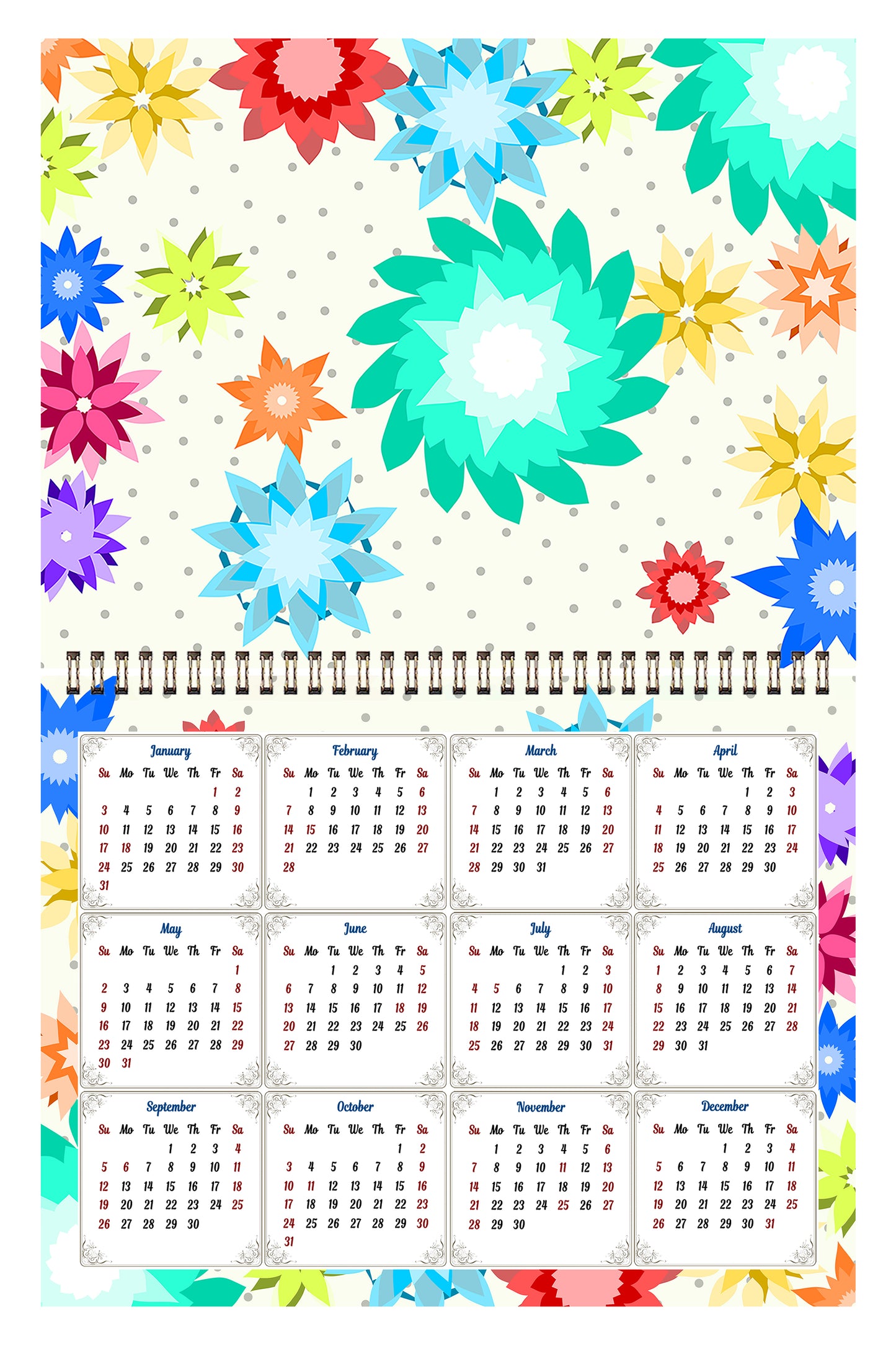 2026 Scrapbook Wall Calendar Spiral-bound (Add Your Own Photos) - 12 Months Desktop #01