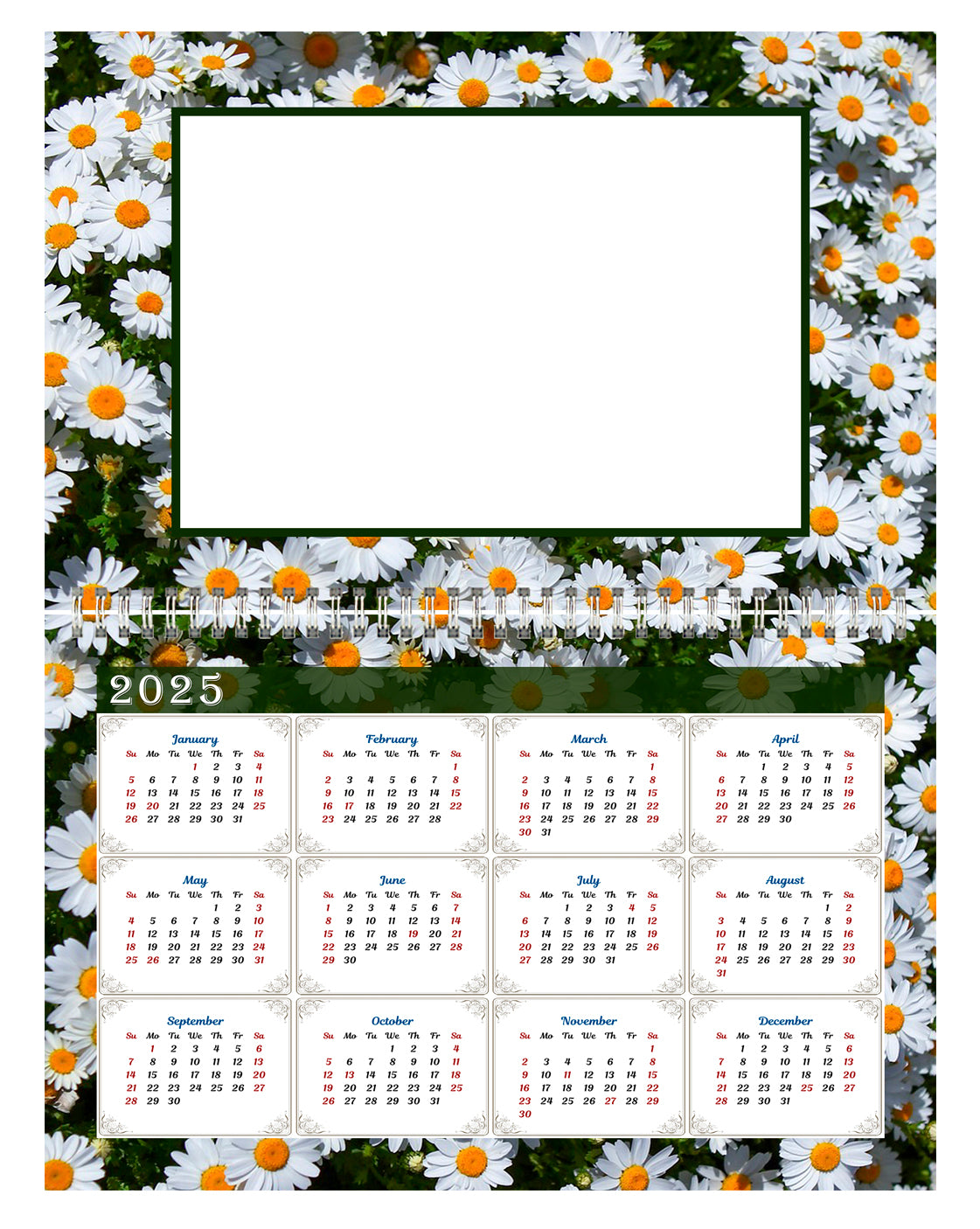 2024 Photo Frame Wall Spiral-bound Calendar (Add Your Own Photos) - 12 Months Desktop/Wall Calendar/Planner - (Edition #13)