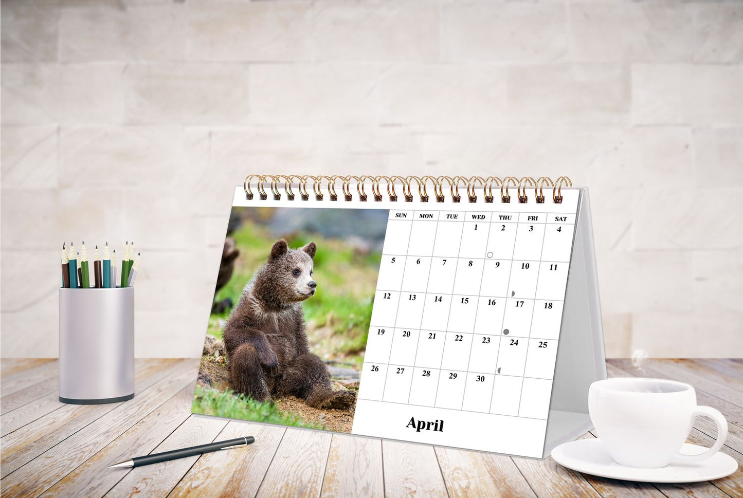 2026-12 Months Desk Calendar Desktop Planner with To-Do List (Baby Animals)