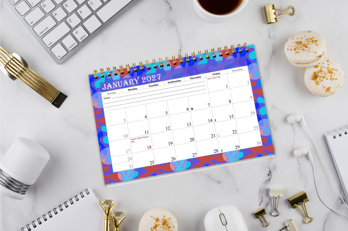 2027-12 Months Desk Calendar Desktop Planner with To-Do List & Notes 03
