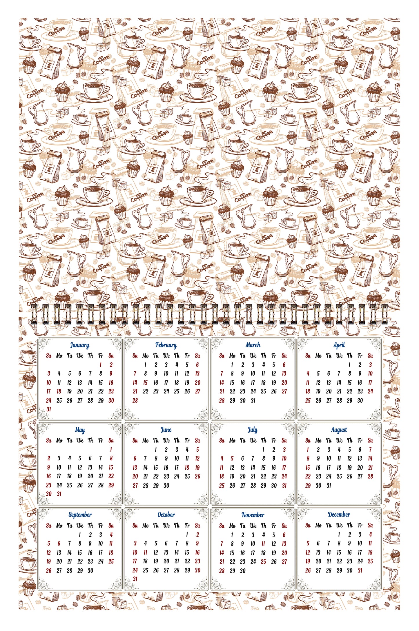 2026 Scrapbook Wall Calendar Spiral-bound (Add Your Own Photos) - 12 Months Desktop #013