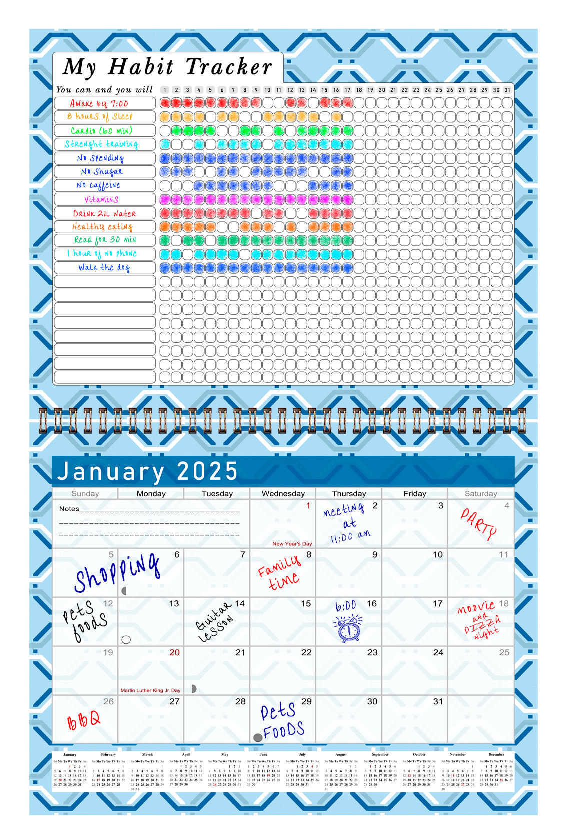 2025 Monthly Desktop/Wall Calendar/Planner - Habit Tracker - (Edition #04)