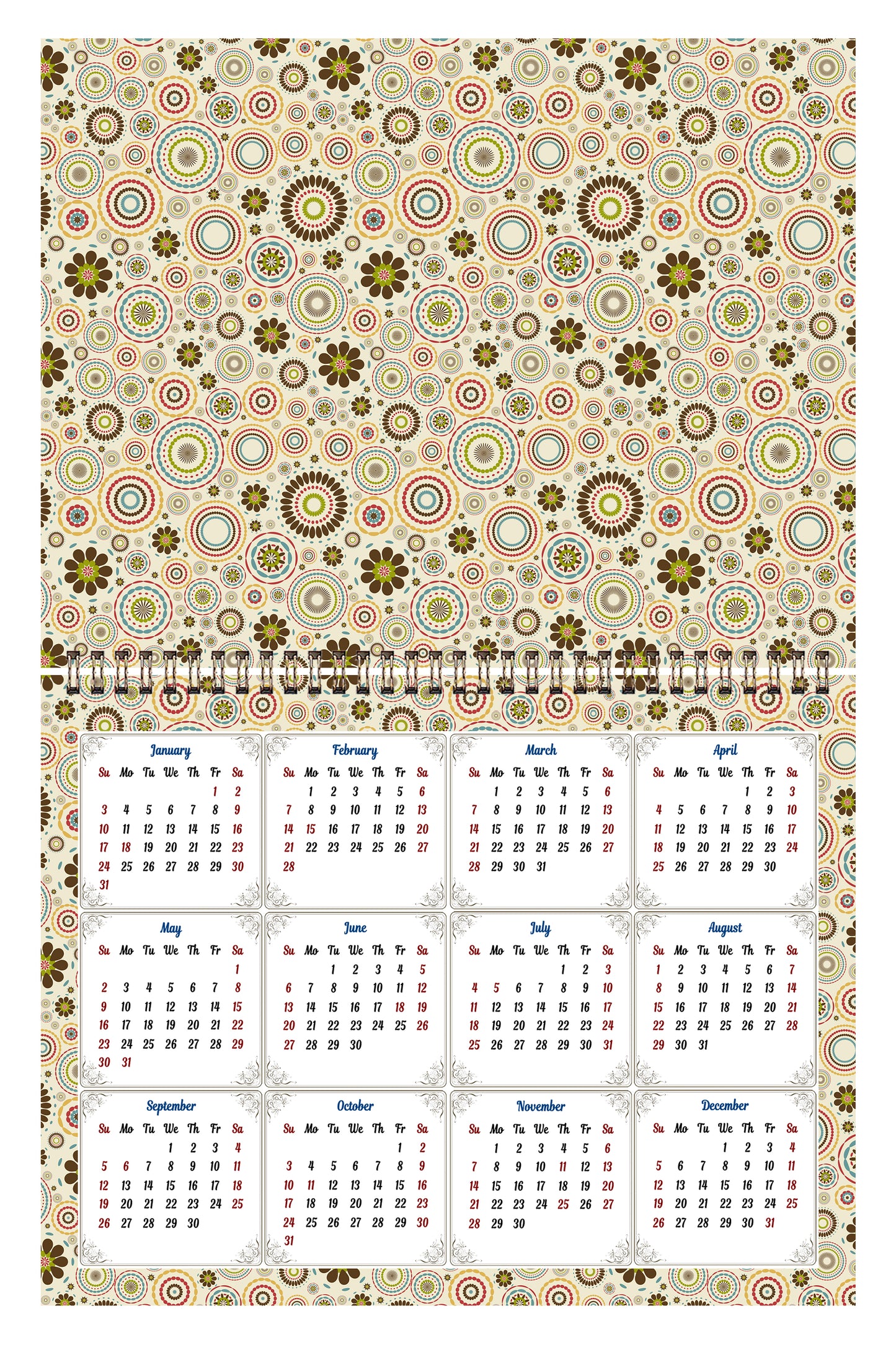 2026 Scrapbook Wall Calendar Spiral-bound (Add Your Own Photos) - 12 Months Desktop #010