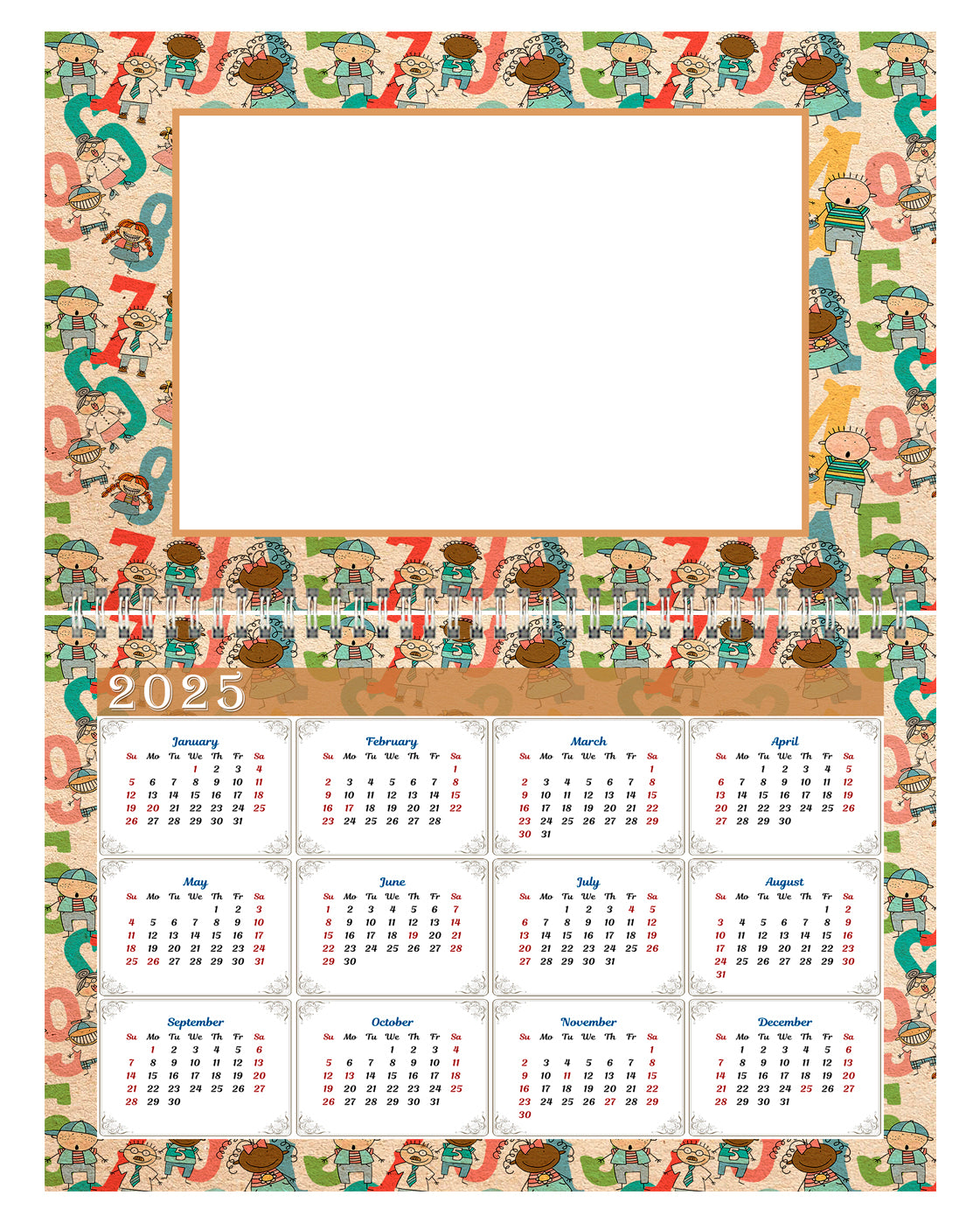 2024 Photo Frame Wall Spiral-bound Calendar (Add Your Own Photos) - 12 Months Desktop/Wall Calendar/Planner - (Edition #10)