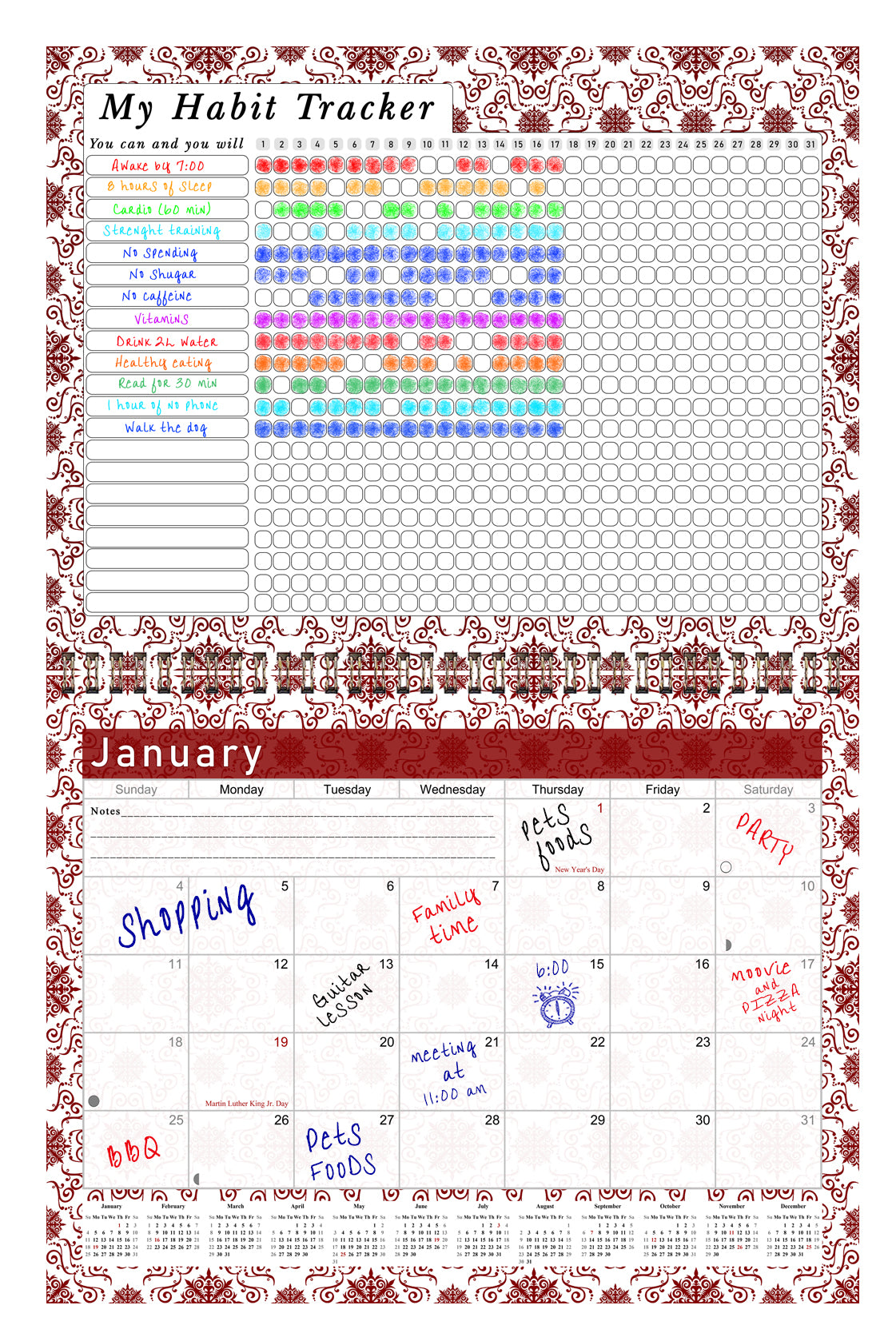 2026 Monthly Desktop/Wall Calendar/Planner - Habit Tracker - (Edition #14)