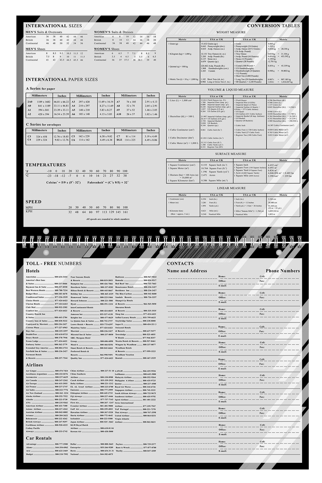 2025 - 2026 Academic Year 12 Months Student Calendar 3-Ring Binder - Black&White - (Edition #012)