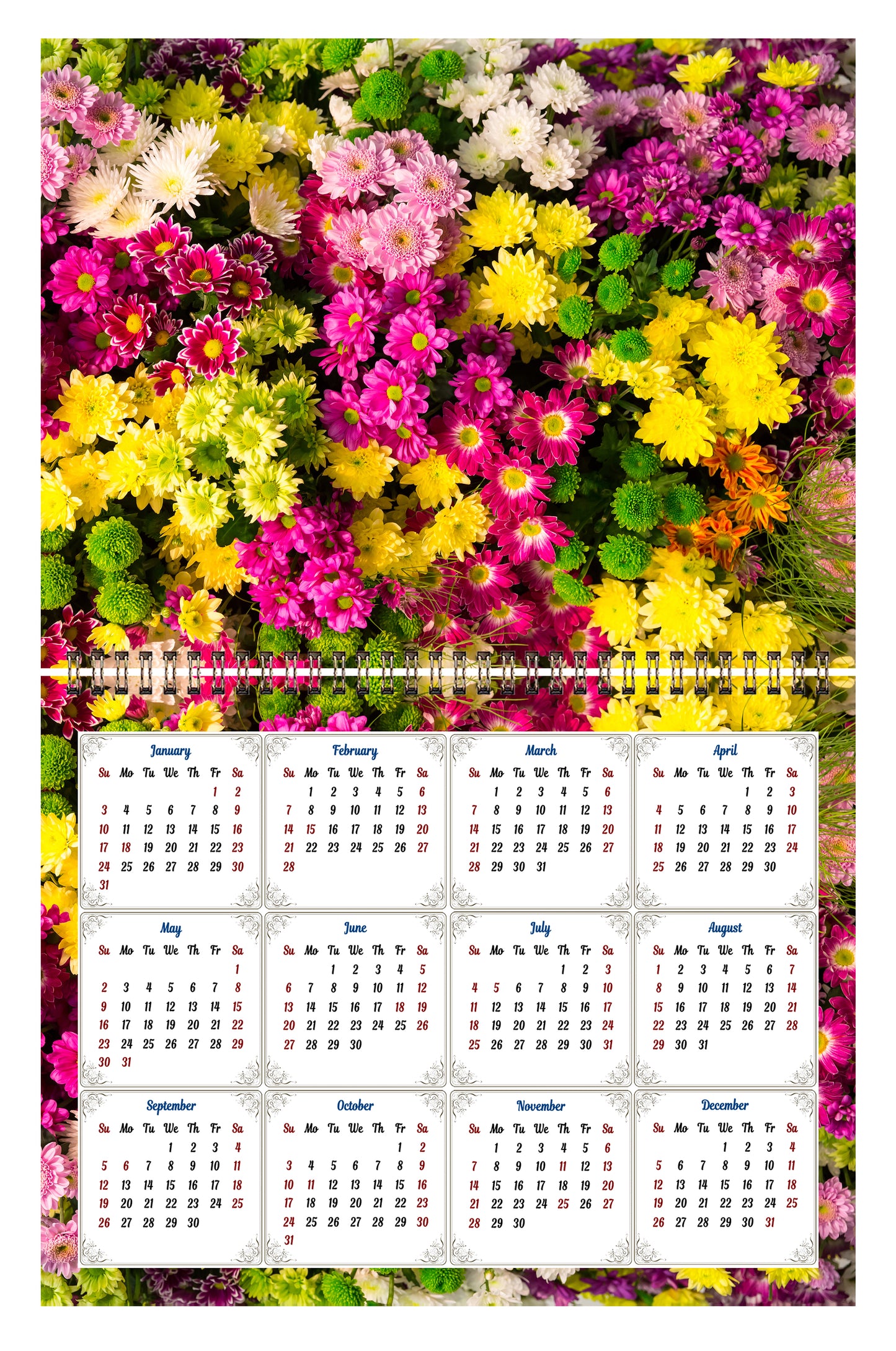 2026 Scrapbook Wall Calendar Spiral-bound (Add Your Own Photos) - 12 Months Desktop #012