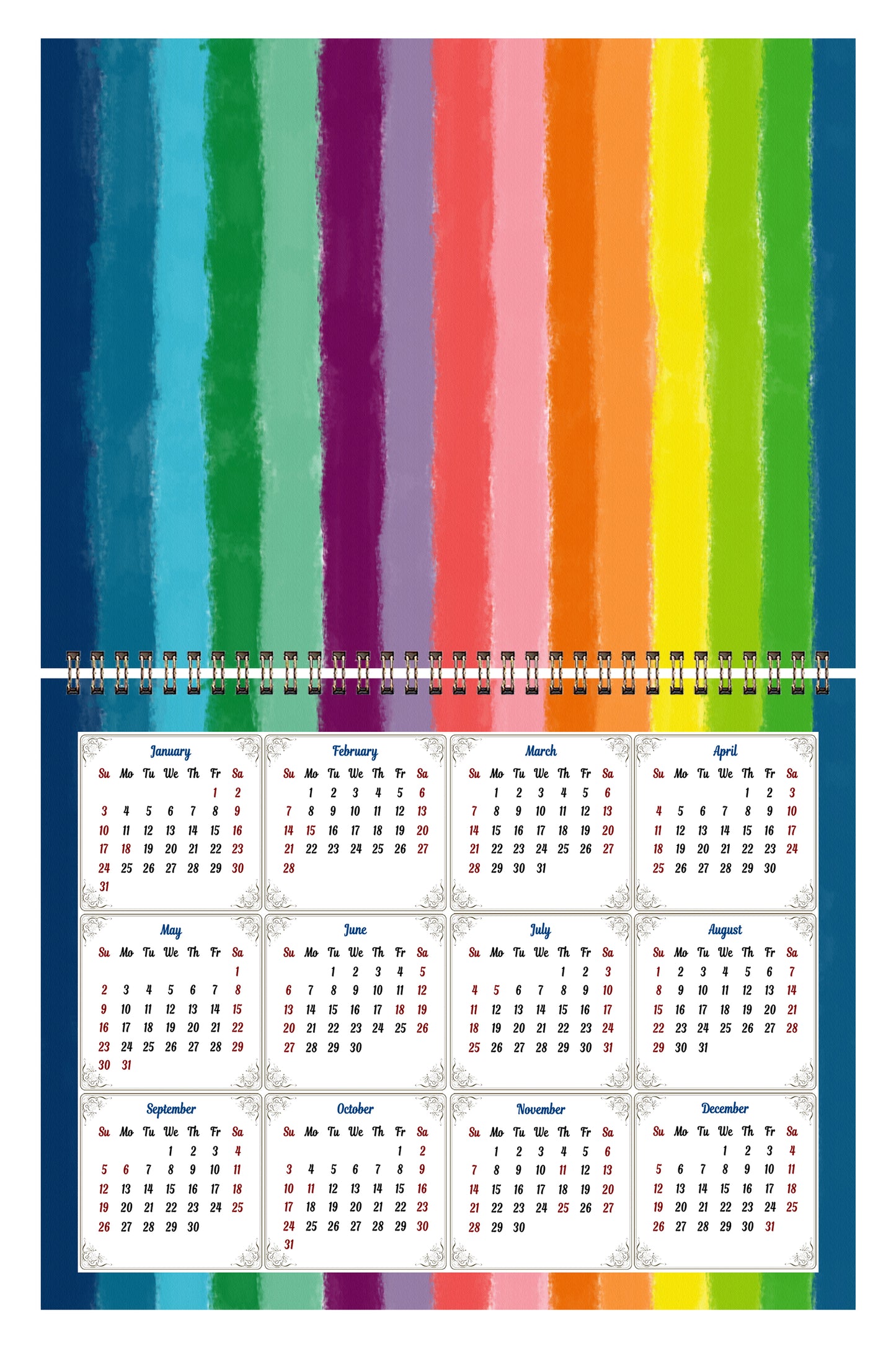 2026 Scrapbook Wall Calendar Spiral-bound (Add Your Own Photos) - 12 Months Desktop #015