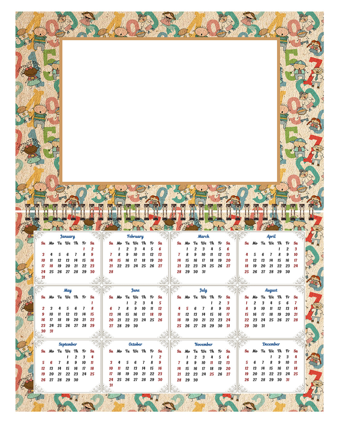 2026 Photo Frame Wall Spiral-bound Calendar (Add Your Own Photos) - 12 Months Desktop/Wall Calendar/Planner - (Edition #10)