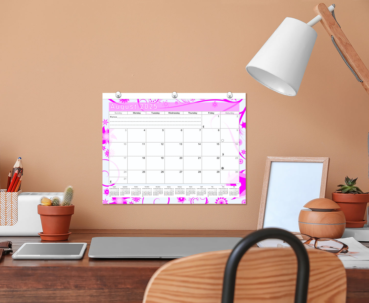 2025 - 2026 Academic Year 12 Months Student Calendar / College Planner for 3-Ring Binder, Desk or Wall -School Supplies - Made in USA -v016b