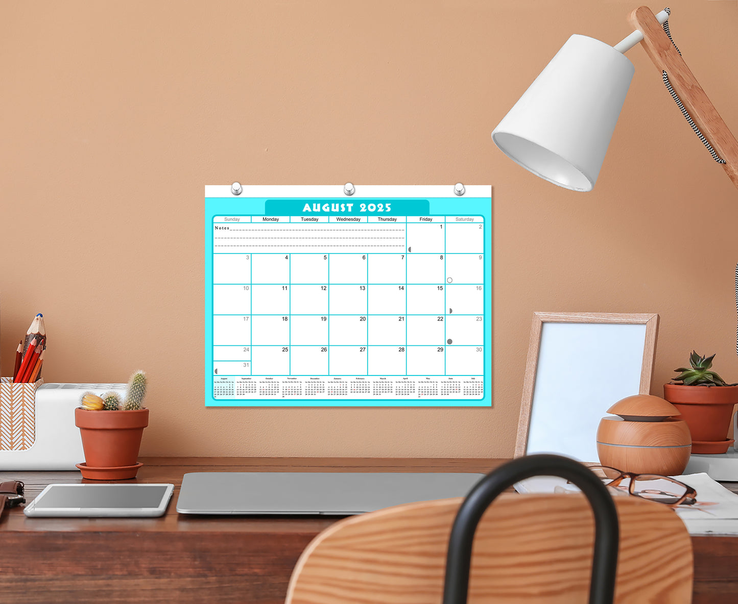 2025 - 2026 Academic Year 12 Months Student Calendar / College Planner for 3-Ring Binder, Desk or Wall -School Supplies - Made in USA -v006