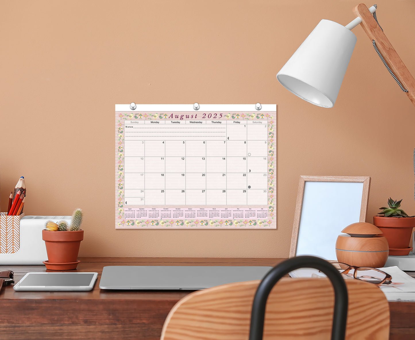 2025 - 2026 Academic Year 12 Months Student Calendar / College Planner for 3-Ring Binder, Desk or Wall -School Supplies - Made in USA -v002