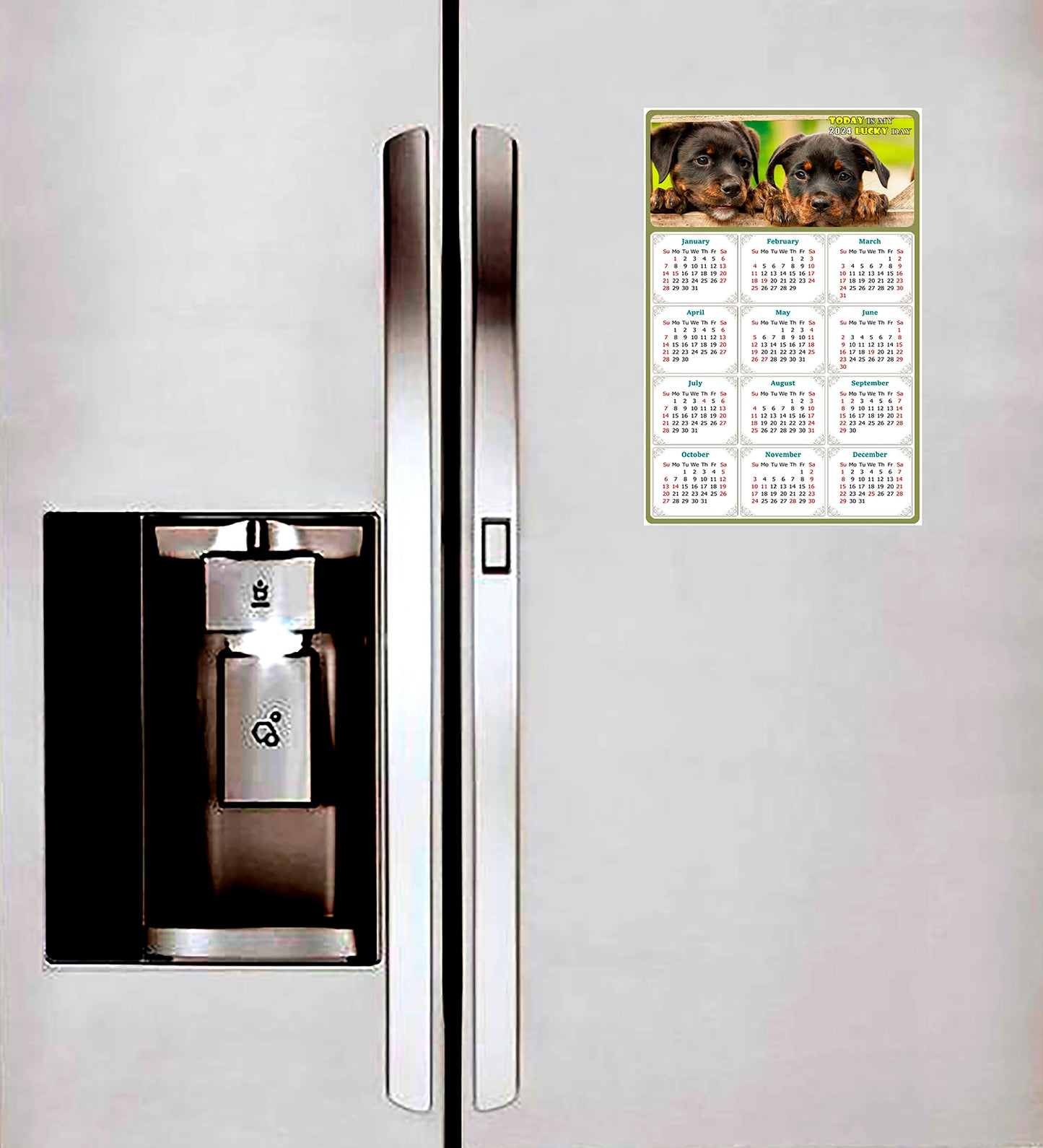 2024 Magnetic Calendar - Today is My Lucky Day (Fade, Tear, and Water Resistant)- Dogs Themed 04