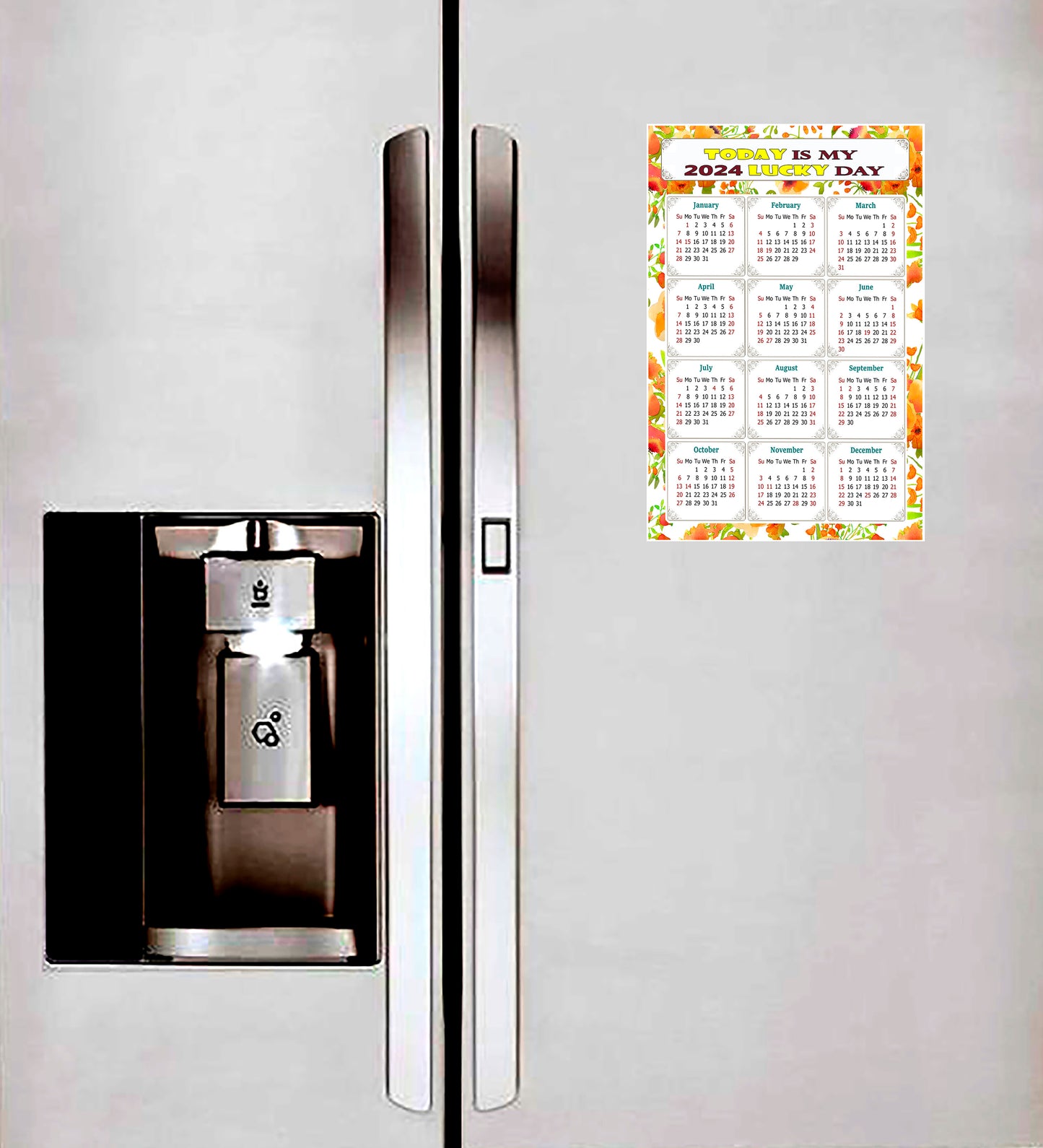 2024 Magnetic Calendar - Calendar Magnets - Today is my Lucky Day - (Fade, Tear, and Water Resistant) - Themed 021